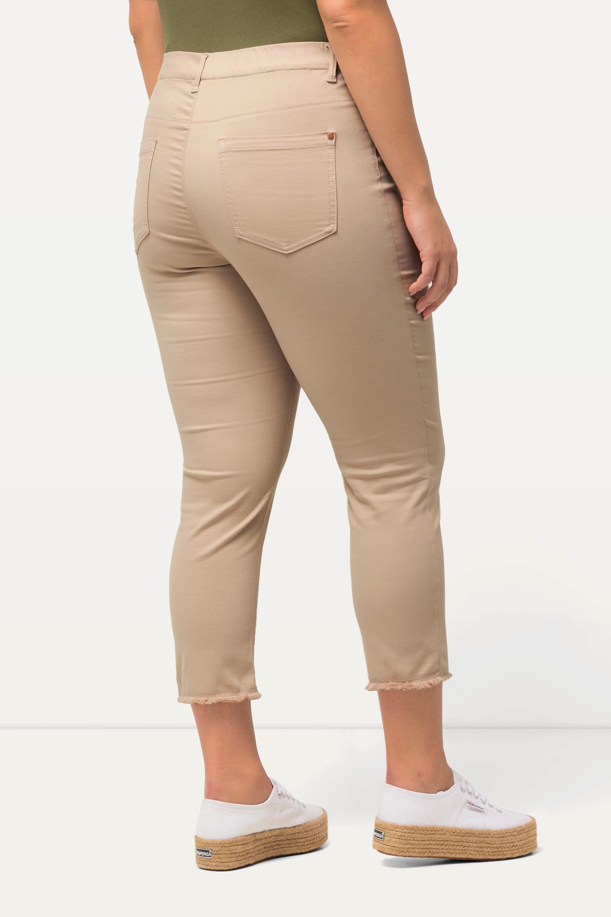 Ulla Popken Sienna 7/8 Hose schmaler Bein Fransensaum