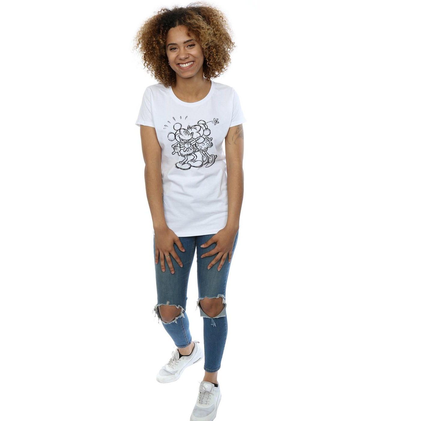 Disney Mickey und Minnie Sketch Print T-Shirt