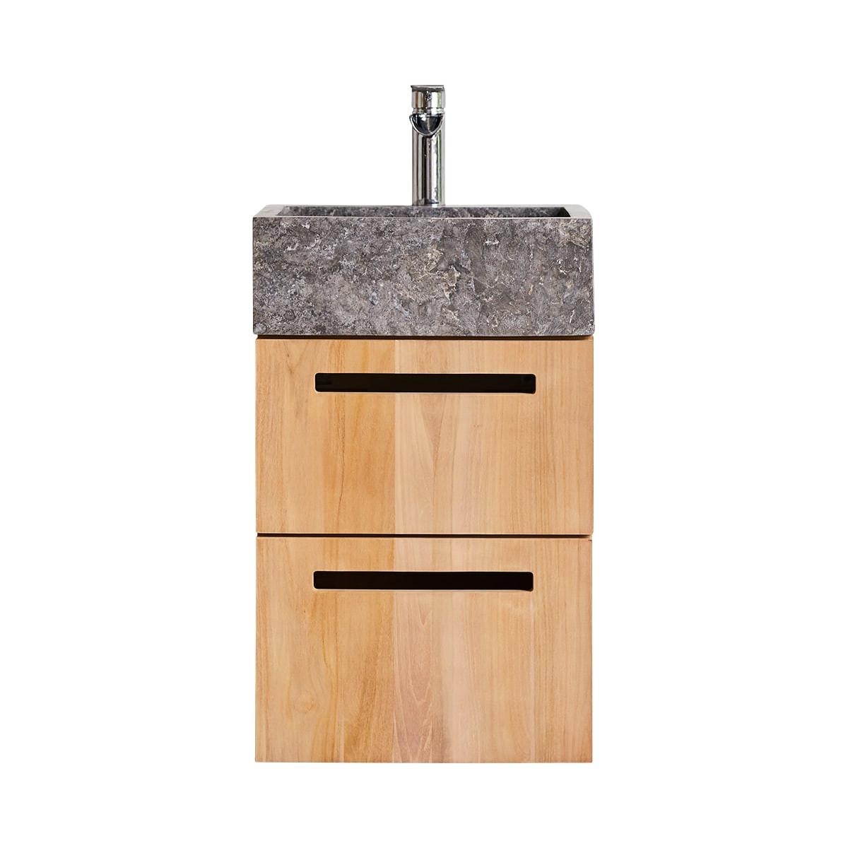 Tikamoon Badezimmermöbel aus massivem Teakholz und Marmor 40 cm Line