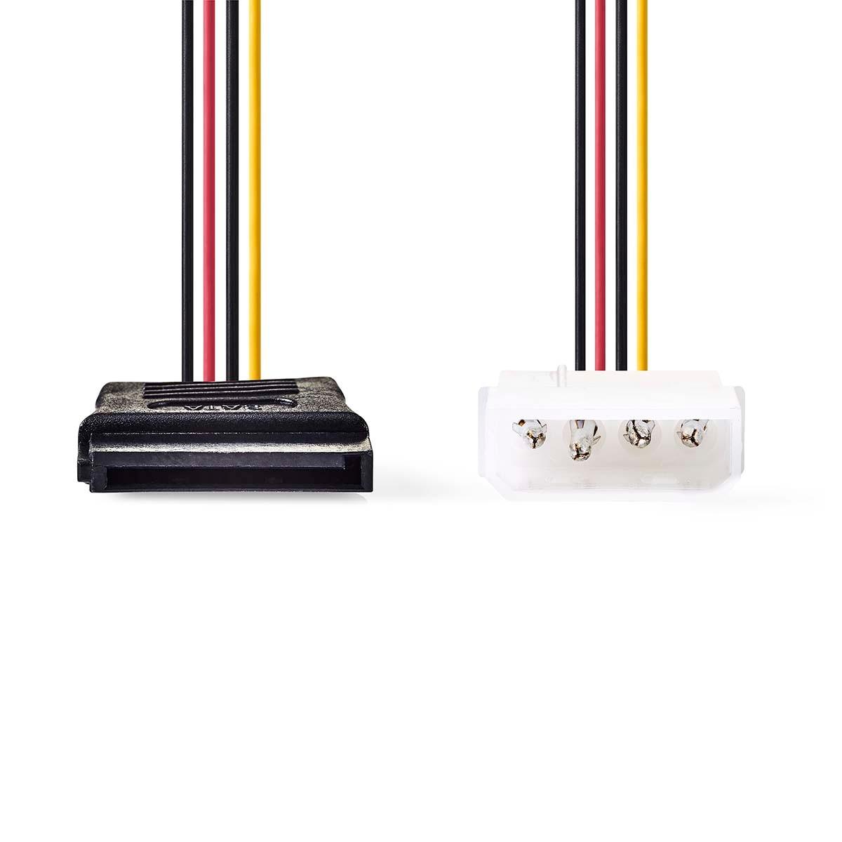 Nedis Internes Stromkabel | Molex Stecker | SATA 15-Pin Buchse | Vergoldet | 0,15 m | Rund | PVC | Mehrfarbig | Box
