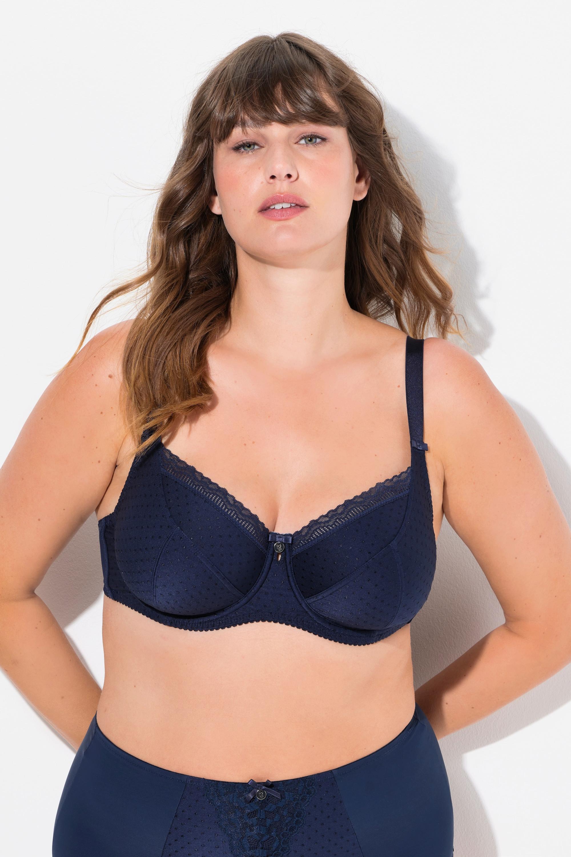 Ulla Popken Bügel-BH, Jacquard, Spitzenkante, Cup C - G