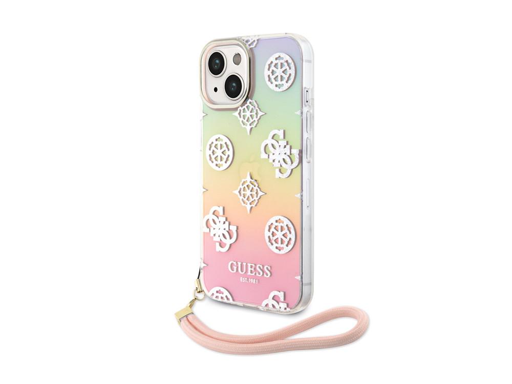 GUESS Hülle iPhone 15 Plus Peony + Schlaufe