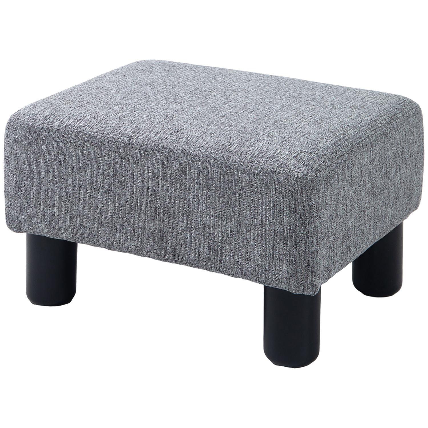 Northio Fußhocker, Sitzhocker, Rechteckiger Ottoman, Fußstütze Aus Leinen, Polsterhocker Bis 150 Kg Belastbar, Für Wohnzimmer, Flur, Grau
