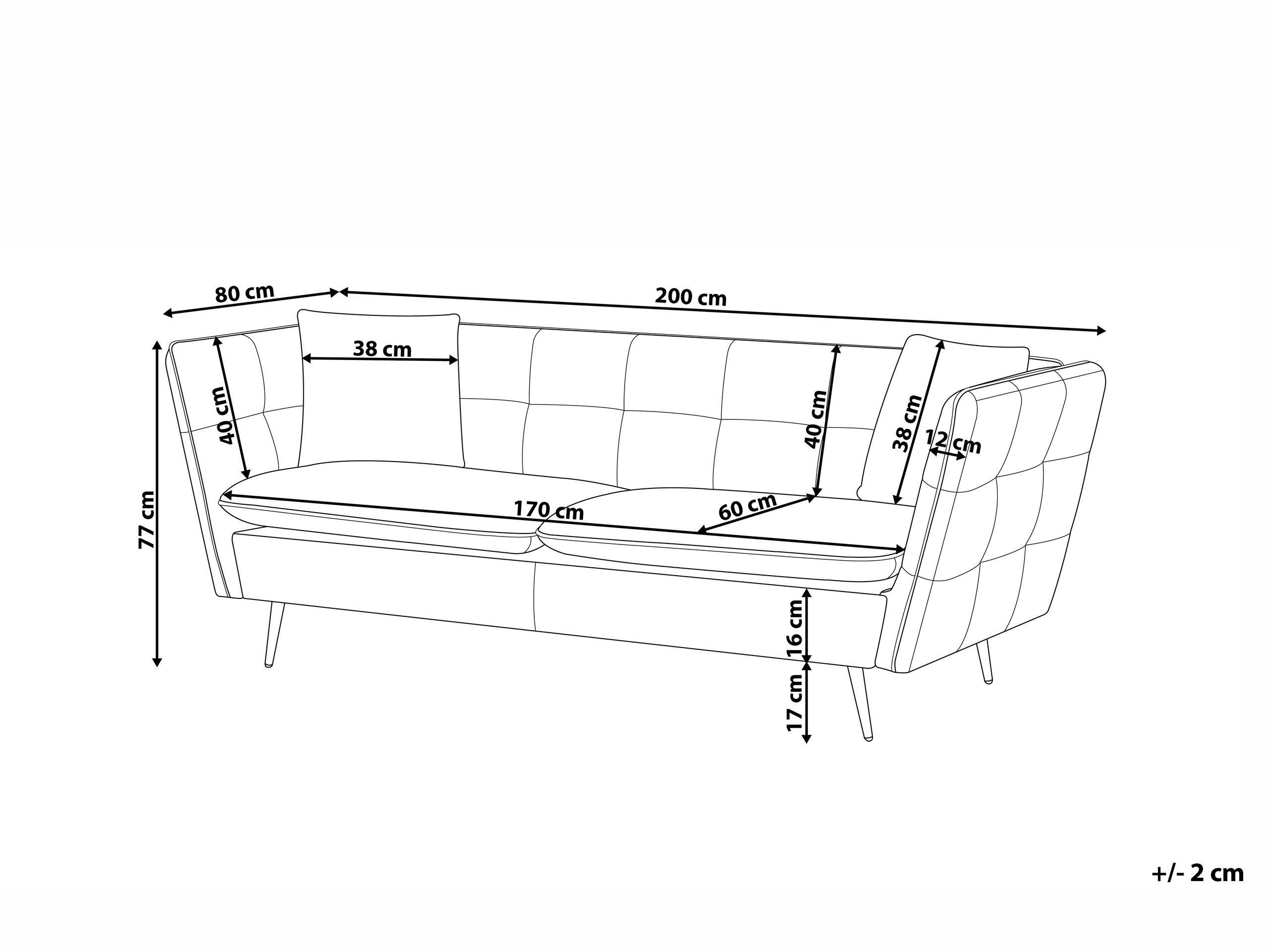 Beliani 3 Sitzer Sofa aus Samtstoff Glamourös FREDERICA