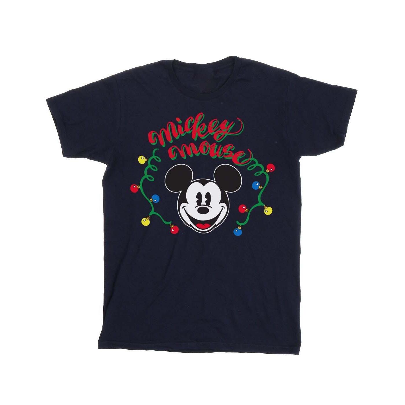 Disney Mickey Mouse Christmas Lights Print T-Shirt