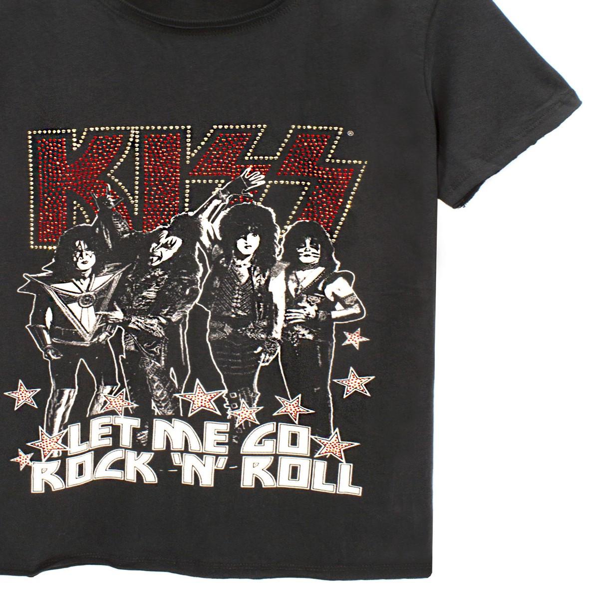 Amplified Let Me Go Rock N Roll Kiss Diamante T-Shirt