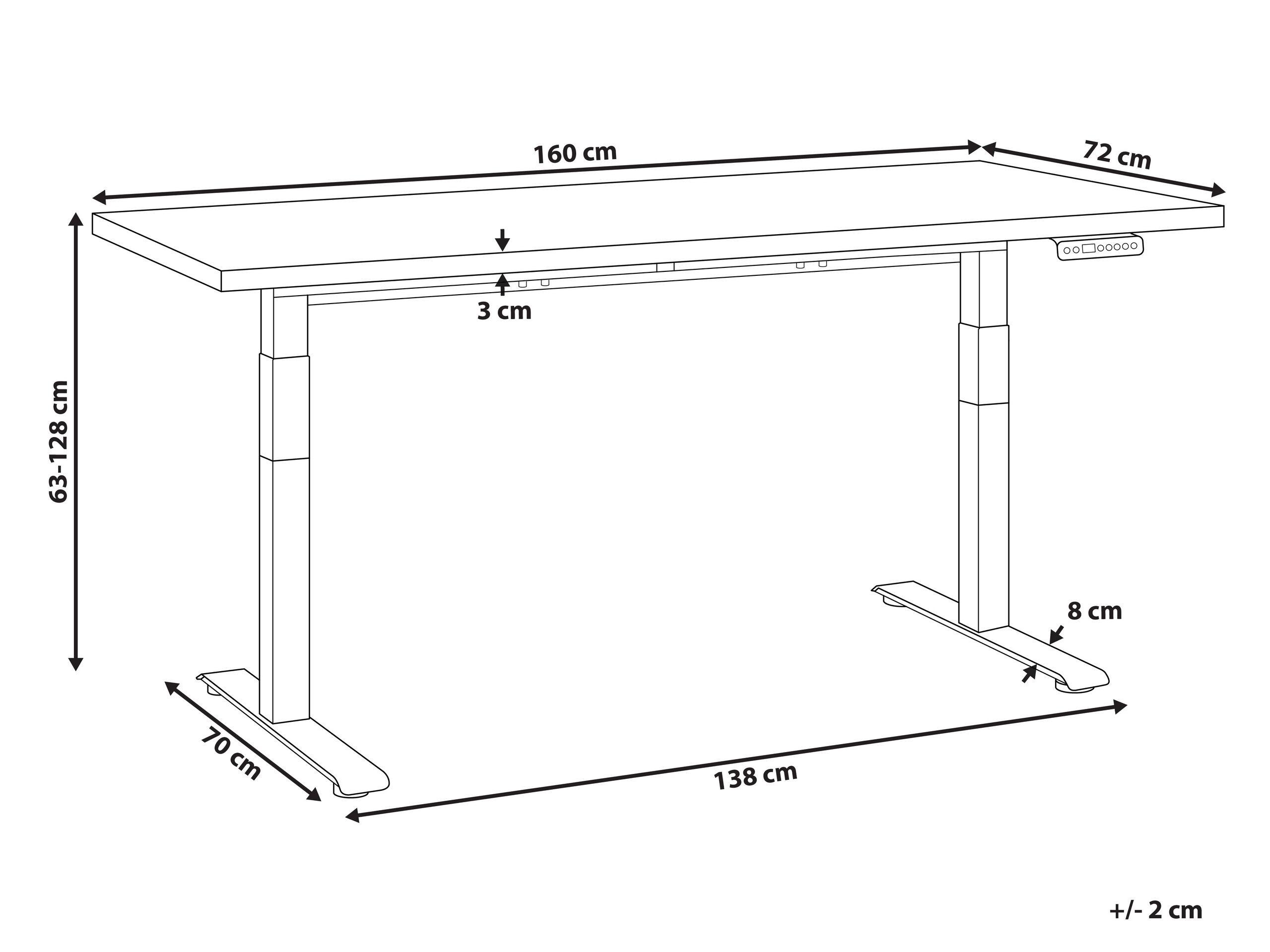 Beliani Schreibtisch elektrisch höhenverstellbar aus Faserplatte Modern DESTINES