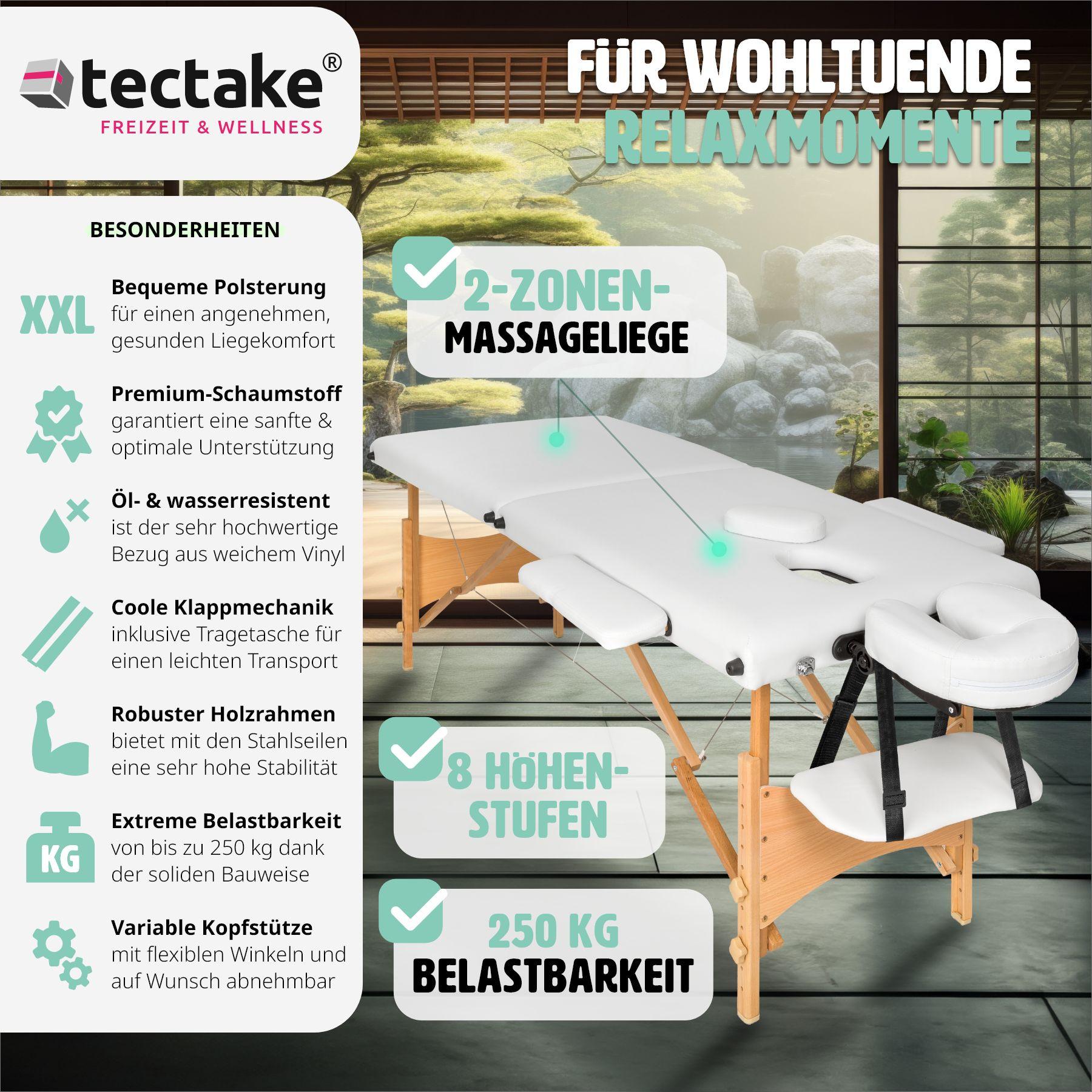 Tectake 2 Zonen Massageliege mit 5cm Polsterung und Holzgestell