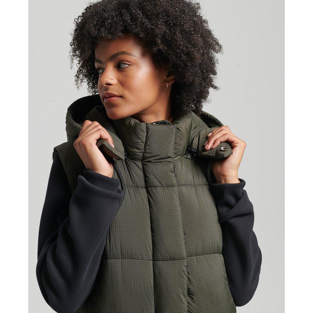 Superdry lange ärmellose daunenjacke mit kapuze ripstop