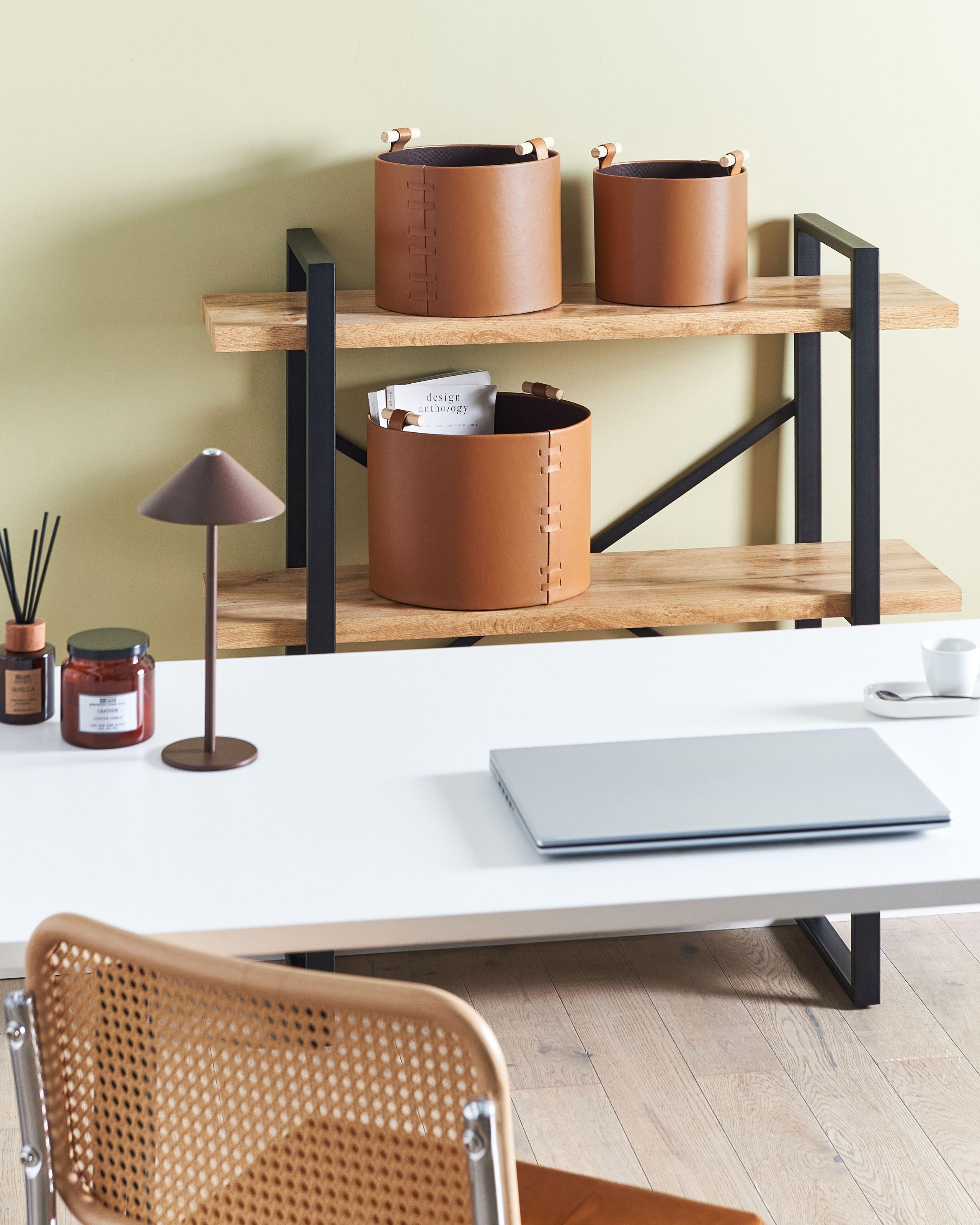 Beliani Korb, Büroaccessoires aus Kunstleder Retro ARAM