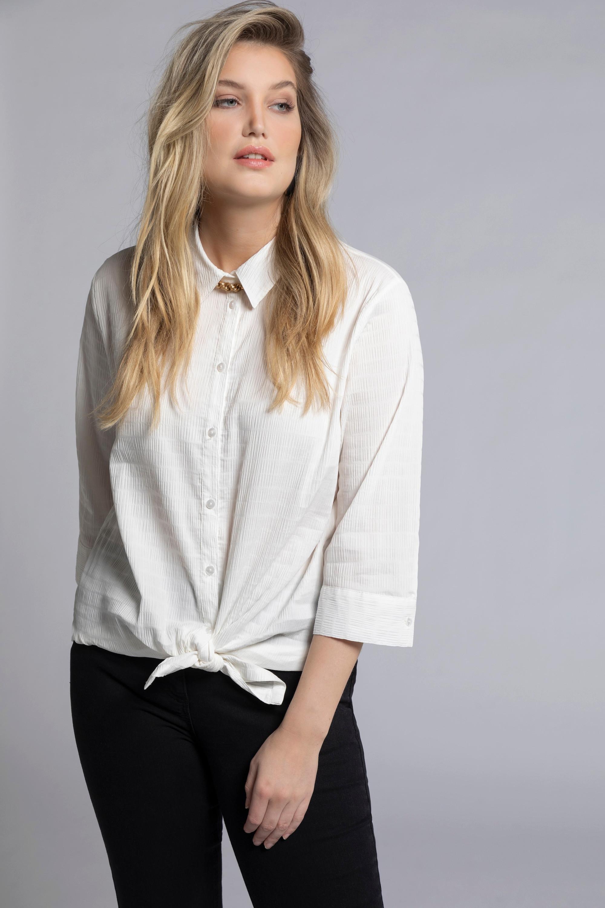 Ulla Popken Bubble Qualität Bluse Hemdkragen 3/4-Arm