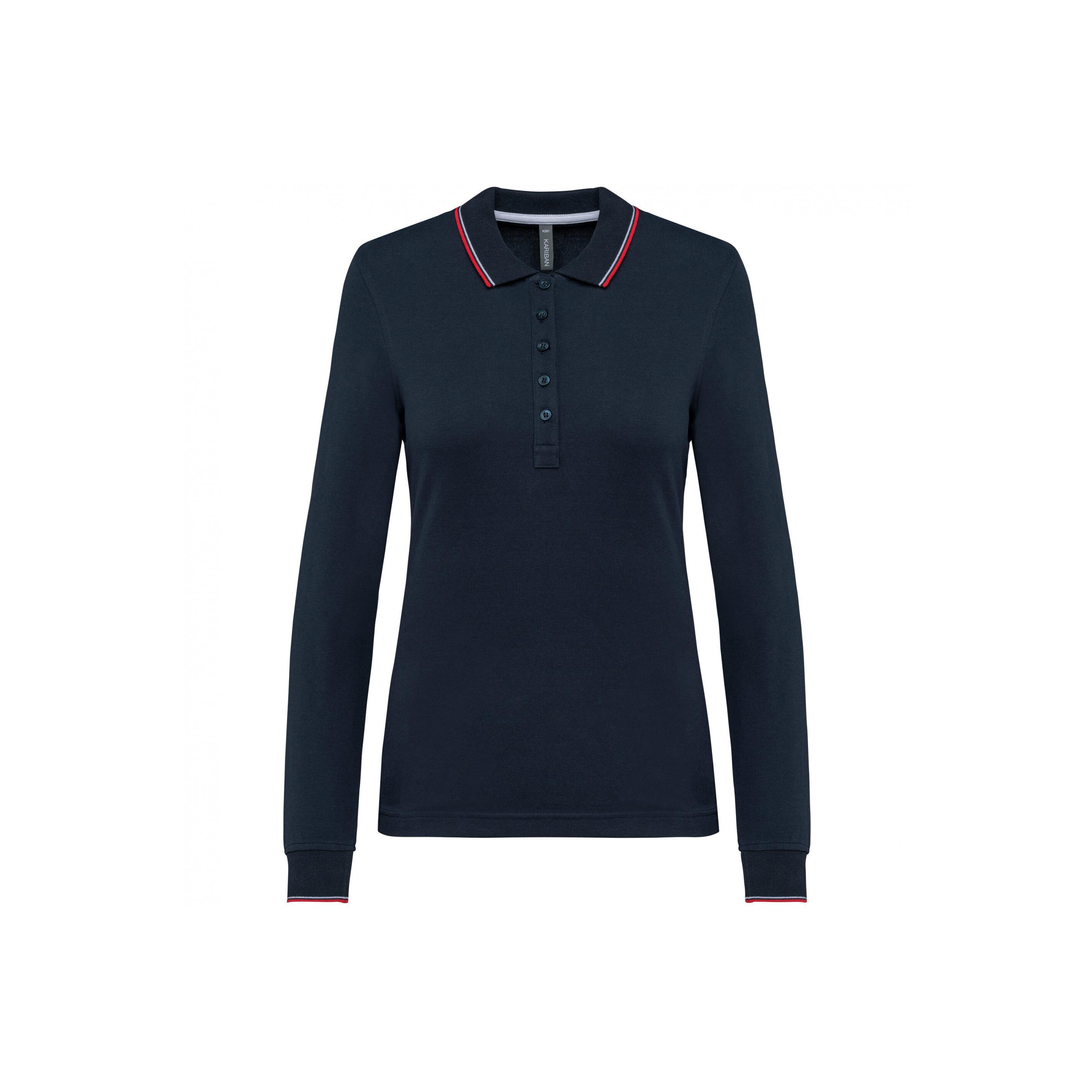 Kariban Piqué-Strick Langarm Polo-Shirt