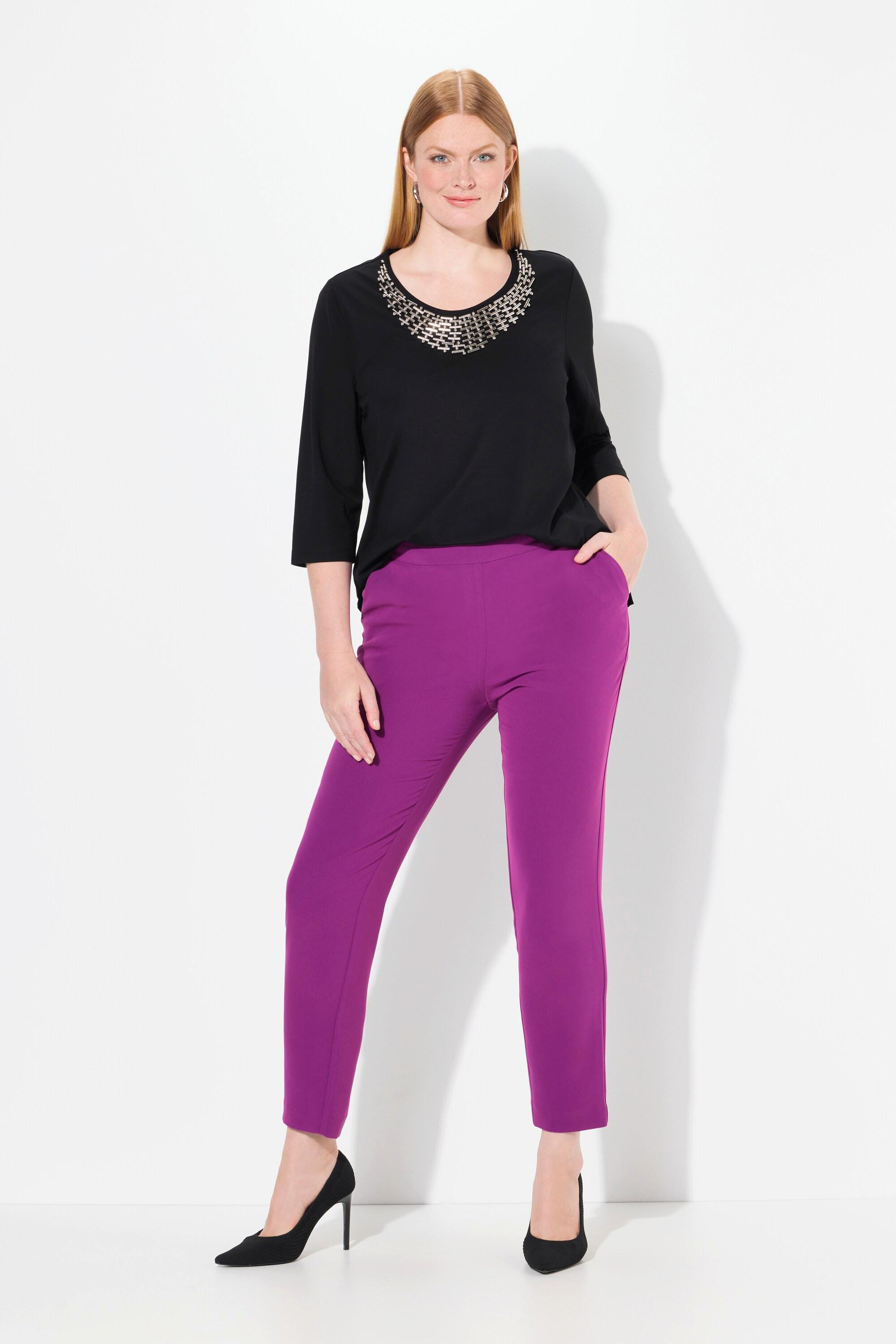 Ulla Popken Acetat Hose schmales Bein Komfortbund