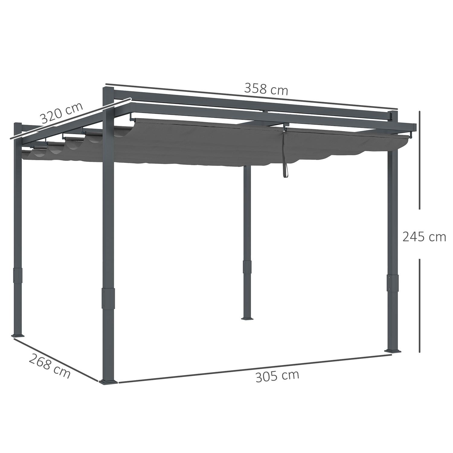 Northio Pergola Pavillon ca. 3,5x3m Aluminium Stabil winterfest Sonnenschutz mit verstellbares Schiebedach freistehend Gartenpavillon Terrassenüberdachung Überdachung für Garten Balkon Grau Aosom