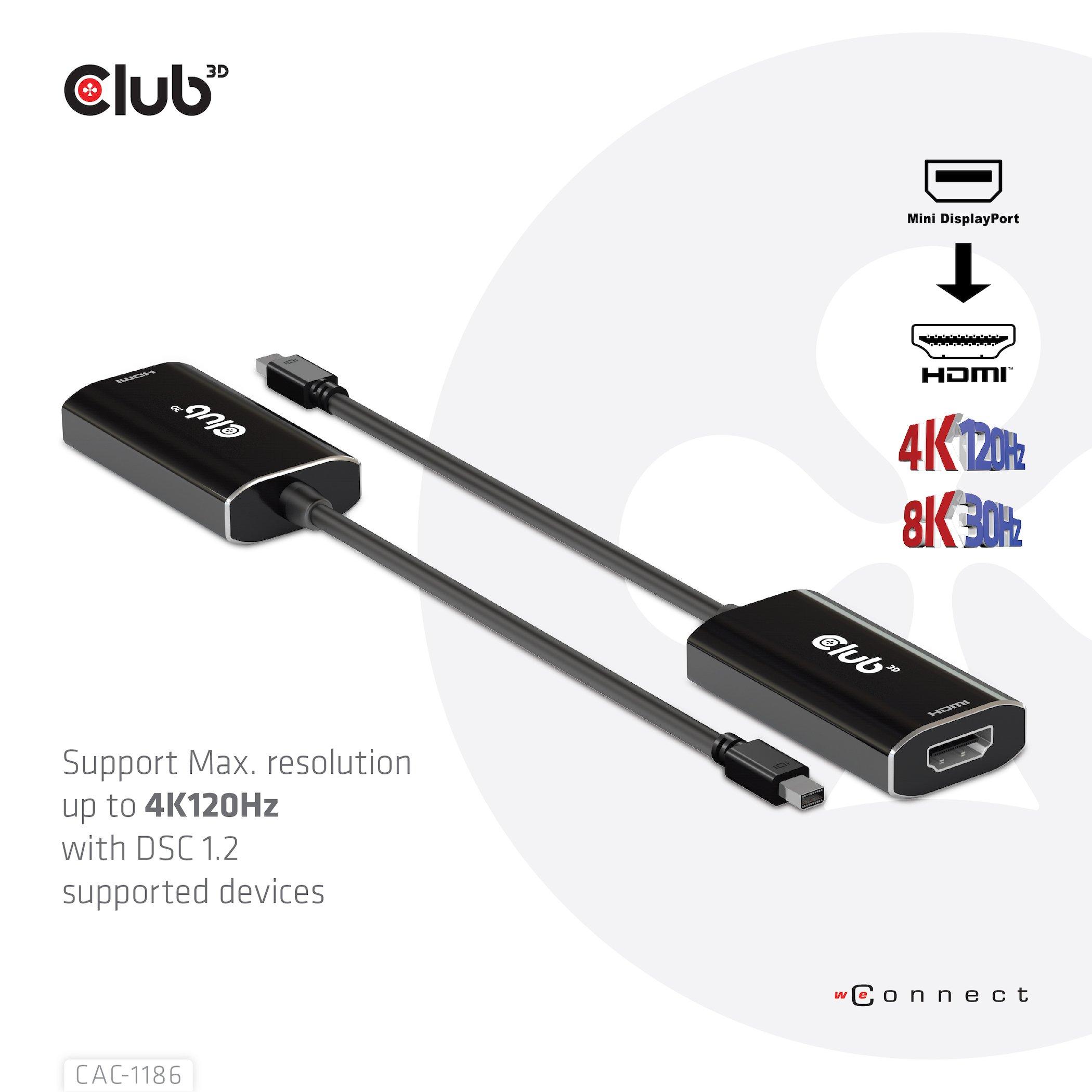CLUB 3D Adapterkabel CAC-1186 Mini-DisplayPort - HDMI, 15 cm
