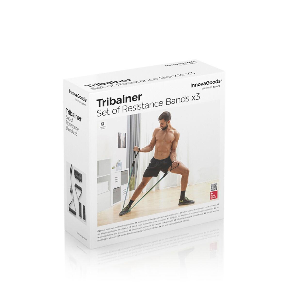 InnovaGoods Satz regulierbaren Stretchbändern mit Accessoires und Übungsleitfaden Tribainer InnovaGoods (3er Pack)