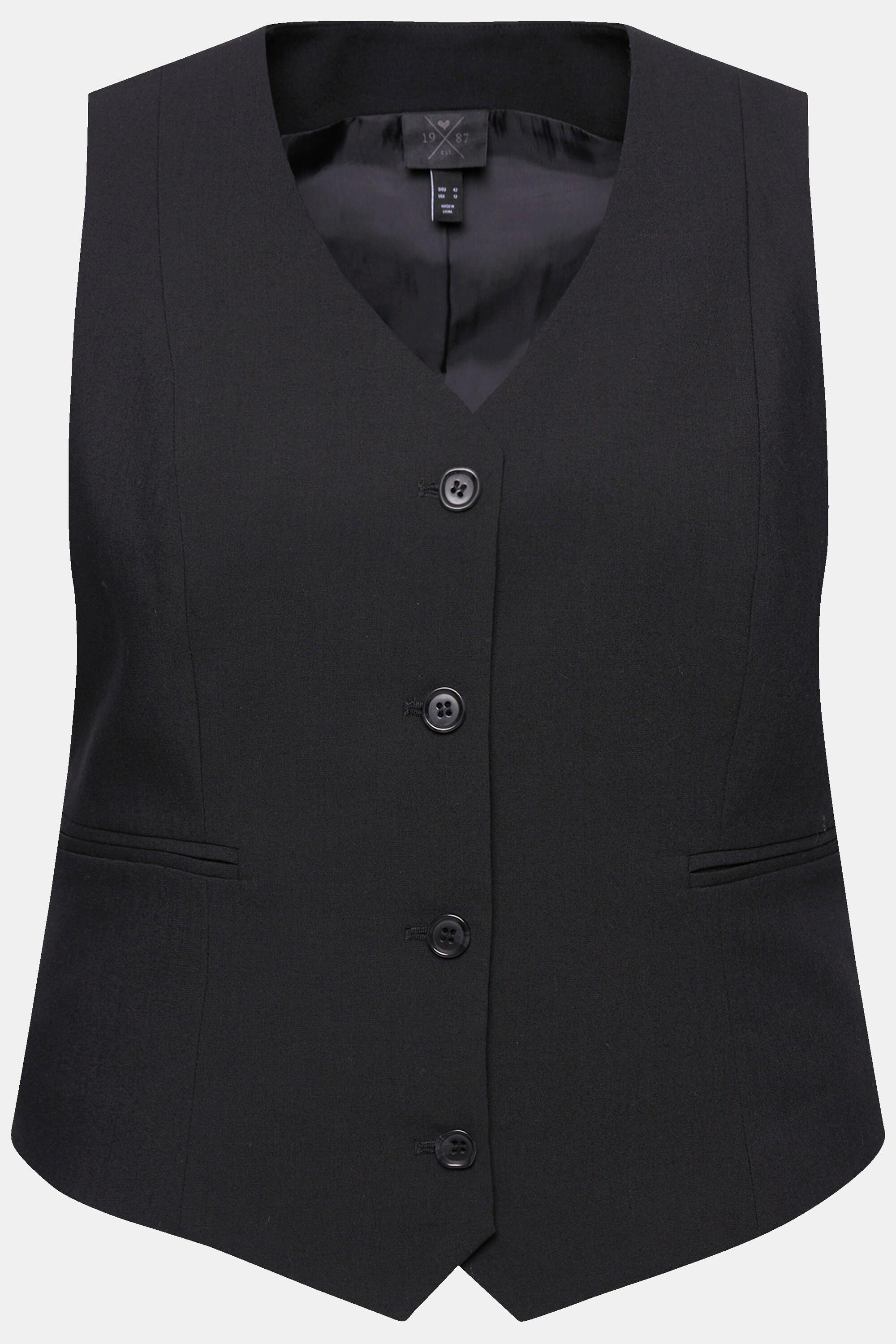 Ulla Popken Anzugweste, V-Ausschnitt, Ziertaschen, Komplettfutter