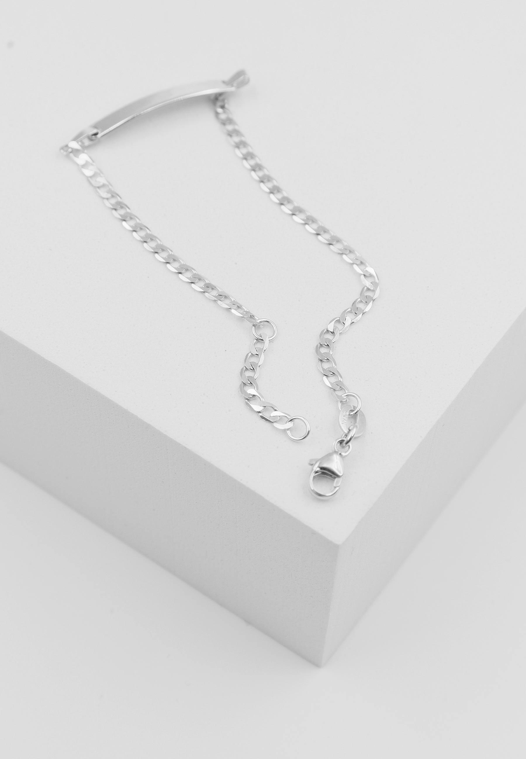 MUAU Schmuck Bébé Bracelet Panzer Weissgold 750, 18cm, Gravurplatte 2.4cm