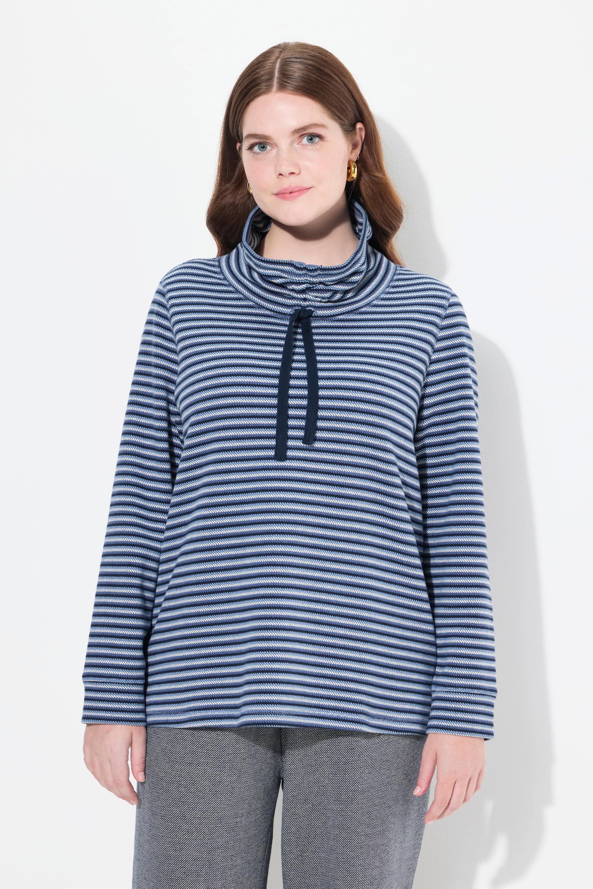 Ulla Popken Sweatshirt, Stehkragen, Langarm, Biobaumwolle