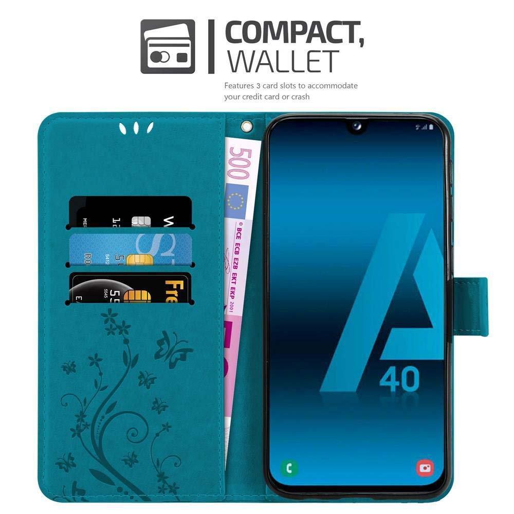 Cadorabo Hülle für Samsung Galaxy A40 Blumen Design Magnetverschluss