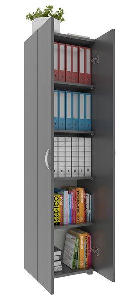 VCM Büroschrank mit 5 Fächern | moderner Aktenschrank mit Drehtüren | Maße ca. H. 178 x B. 49 x T. 34 cm – Ulas 5-Fach