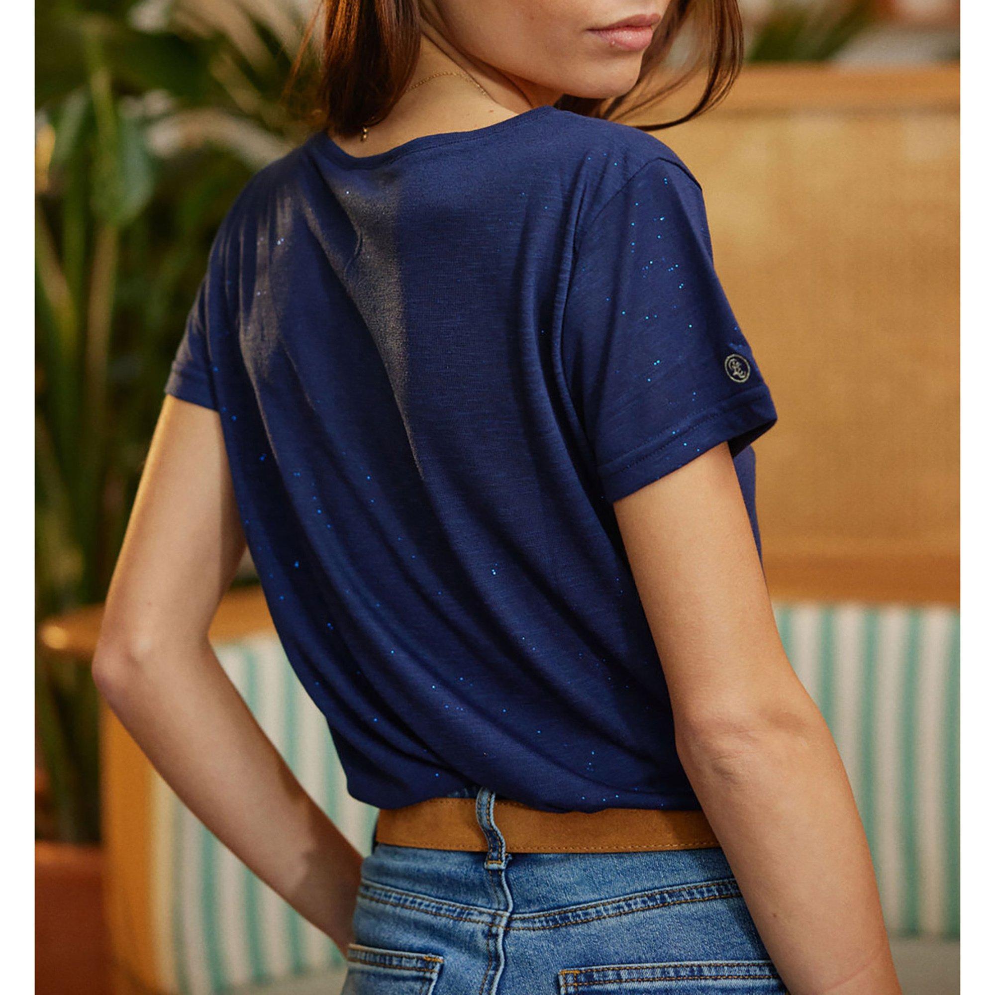 La Petite Etoile Elvie V-Ausschnitt T-Shirt mit Glitzereffekt