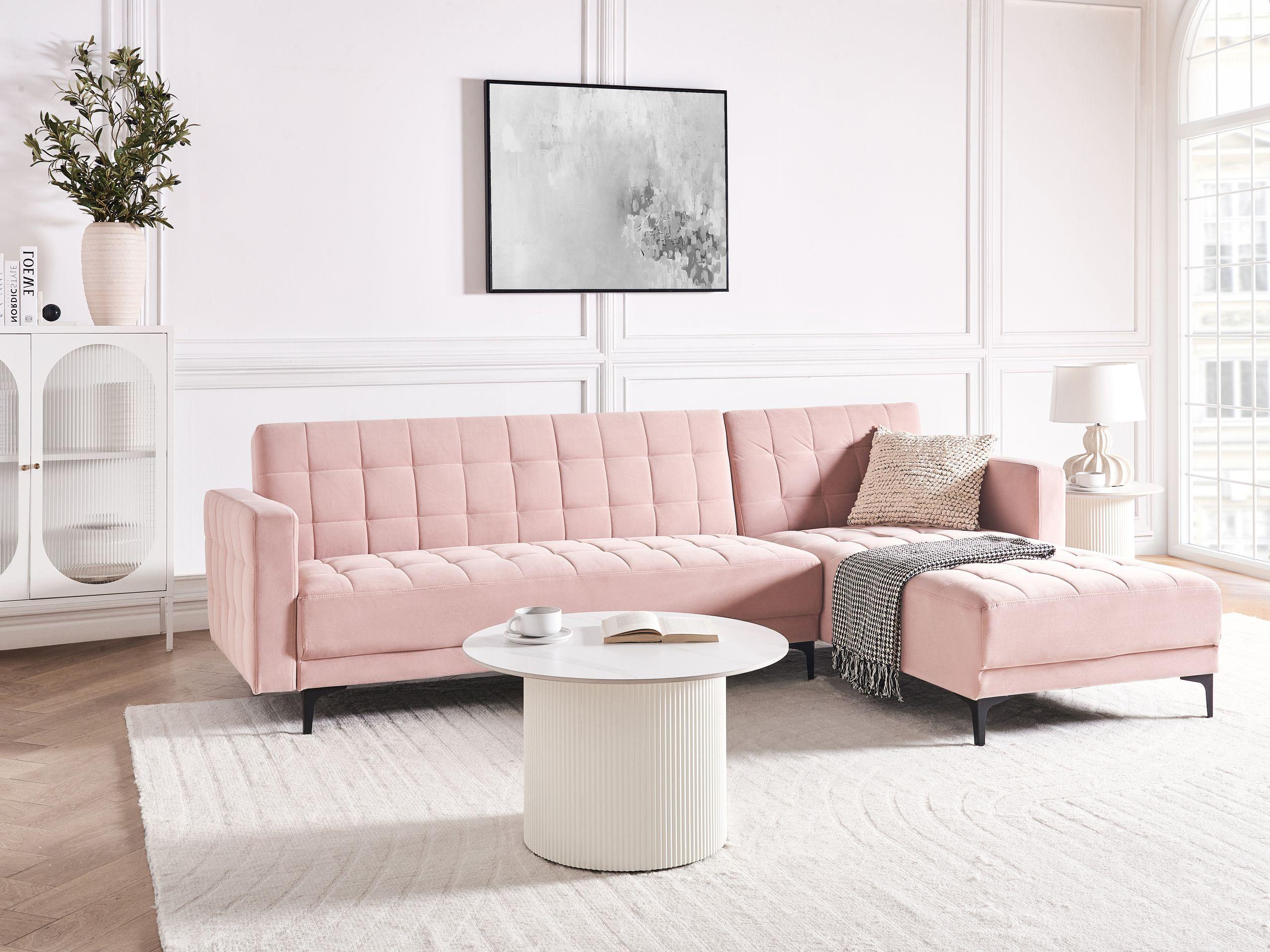 Beliani Linksseitiges Ecksofa aus Samtstoff Modern ABERDEEN