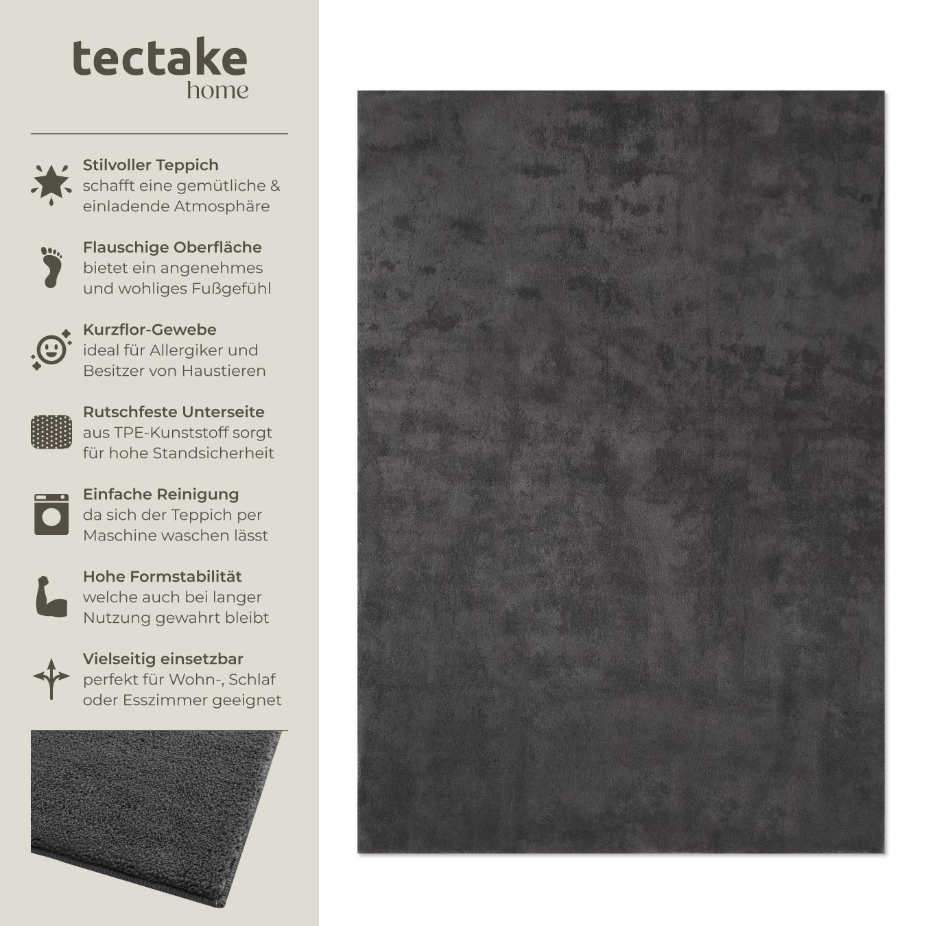 Tectake Kurzflorteppich Soft Zone 160 x 230 cm