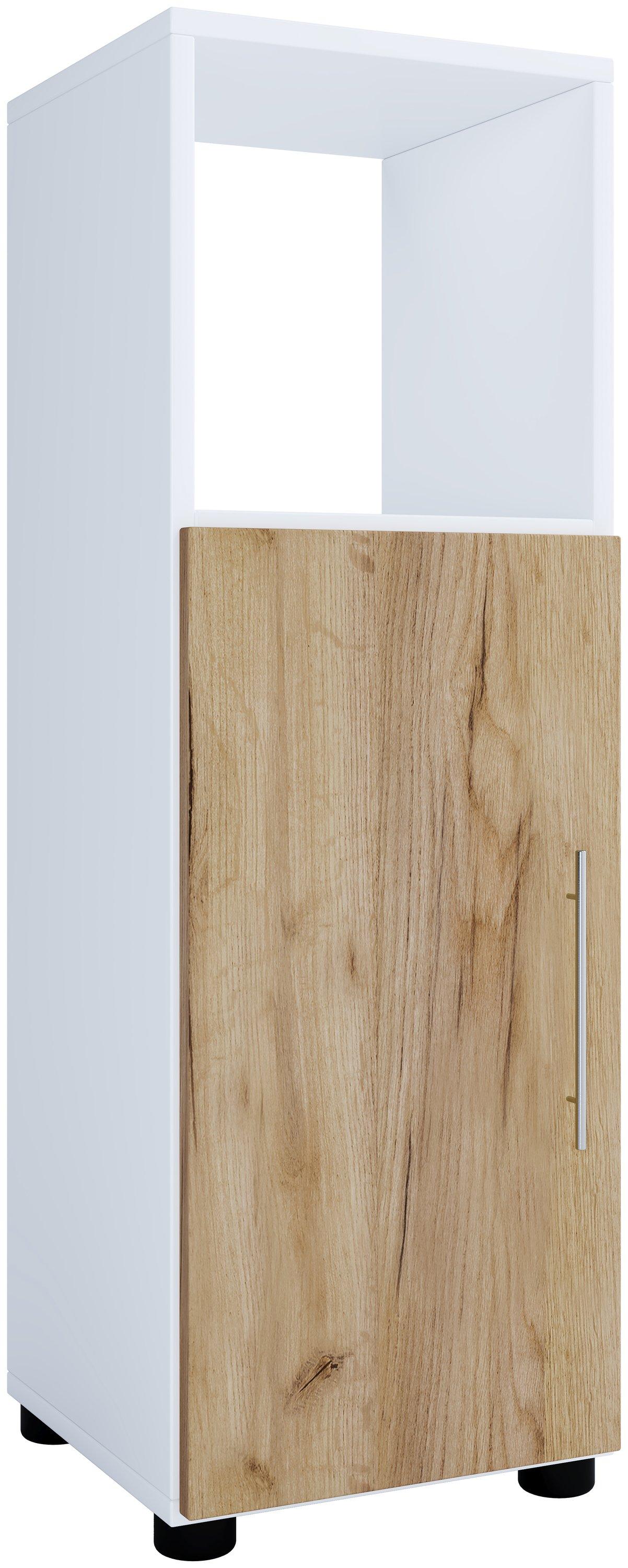 VCM Holz Midischrank | Badschrank mit offenem Fach und einer Drehtür | Maße H. 93 x B. 31 x T. 30 cm | Midischrank - Flandu