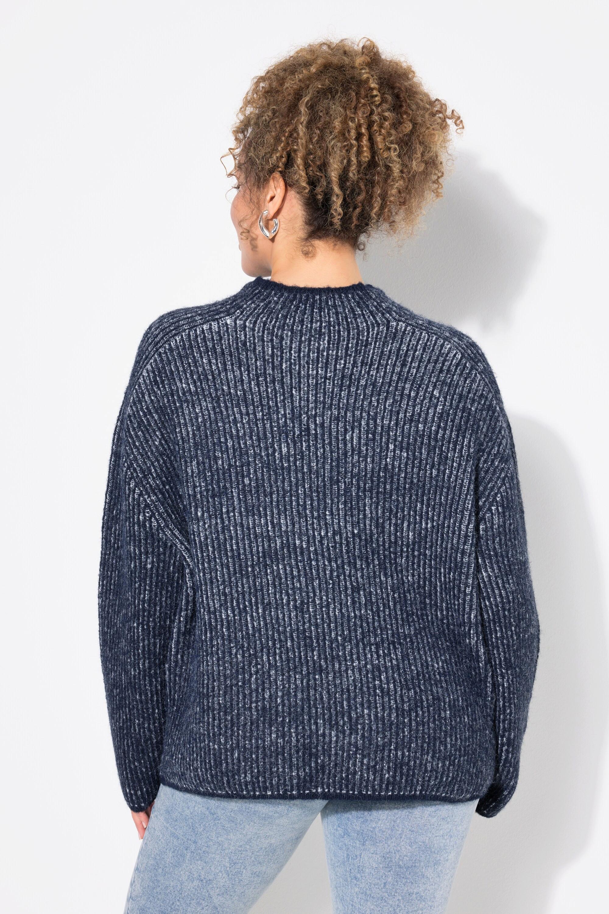 Ulla Popken Pullover, Streifen, Stehkragen, Langarm