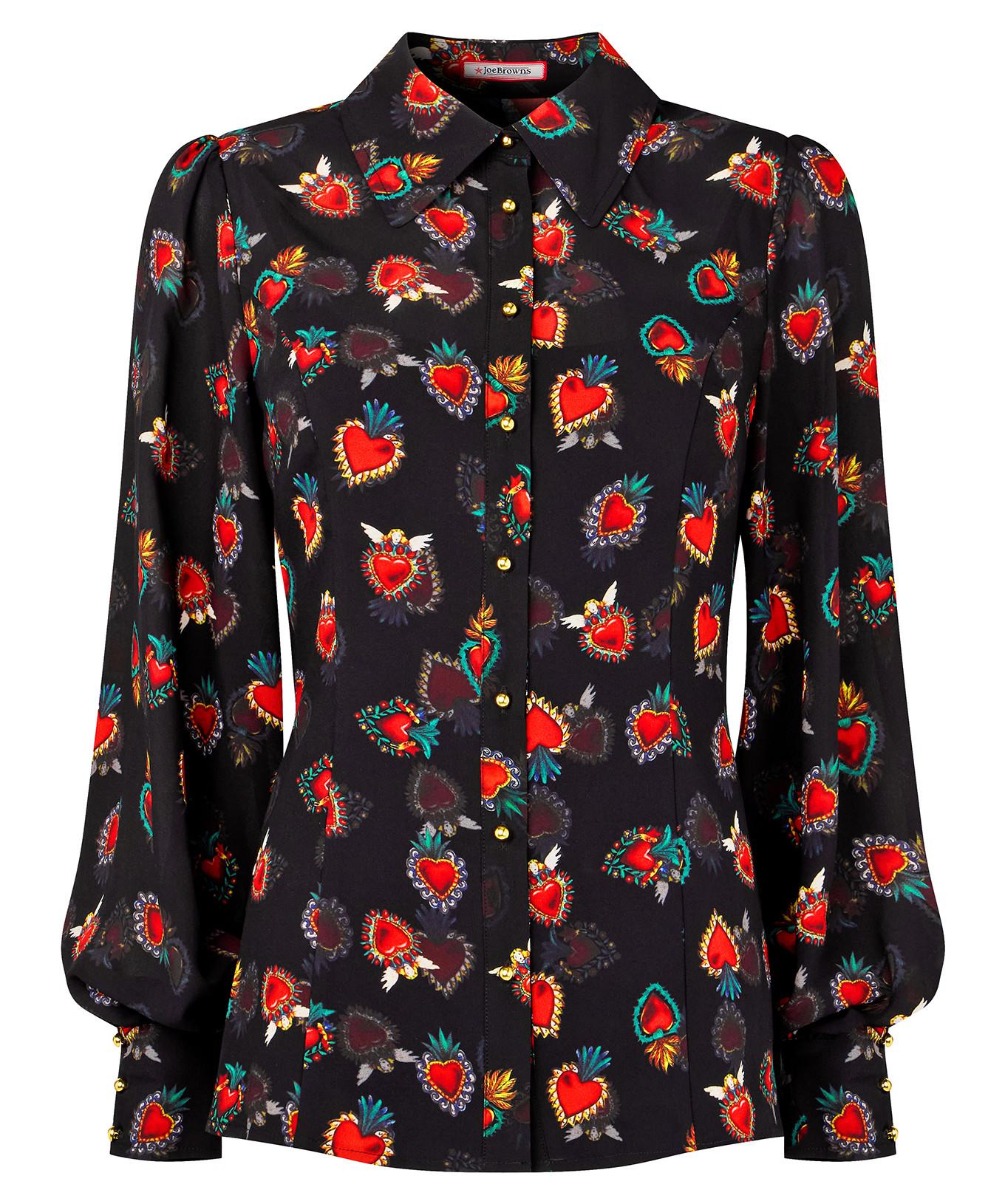 Joe Browns Georgette-Bluse mit Herzmotiv