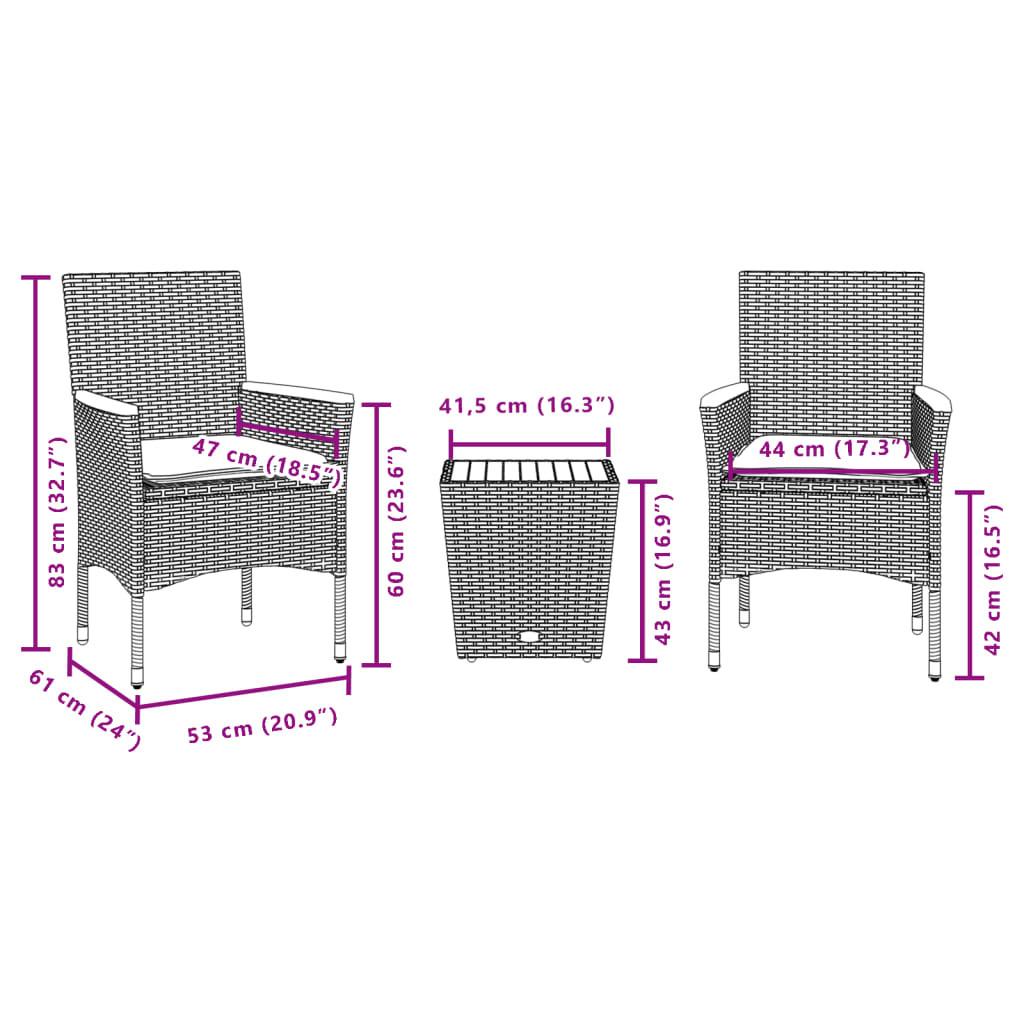 VidaXL Bistro set poly-rattan