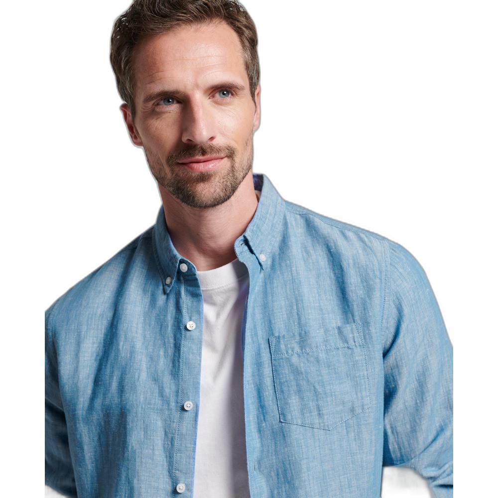 Superdry Studios Hemd mit Knopfleiste aus Leinen und Bio-Baumwolle