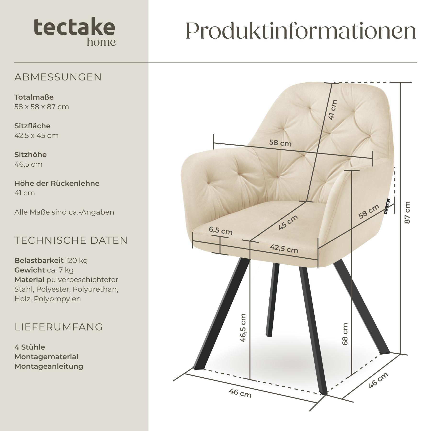 Tectake Drehbarer Samt-Armlehnstuhl Lucia, gepolstert