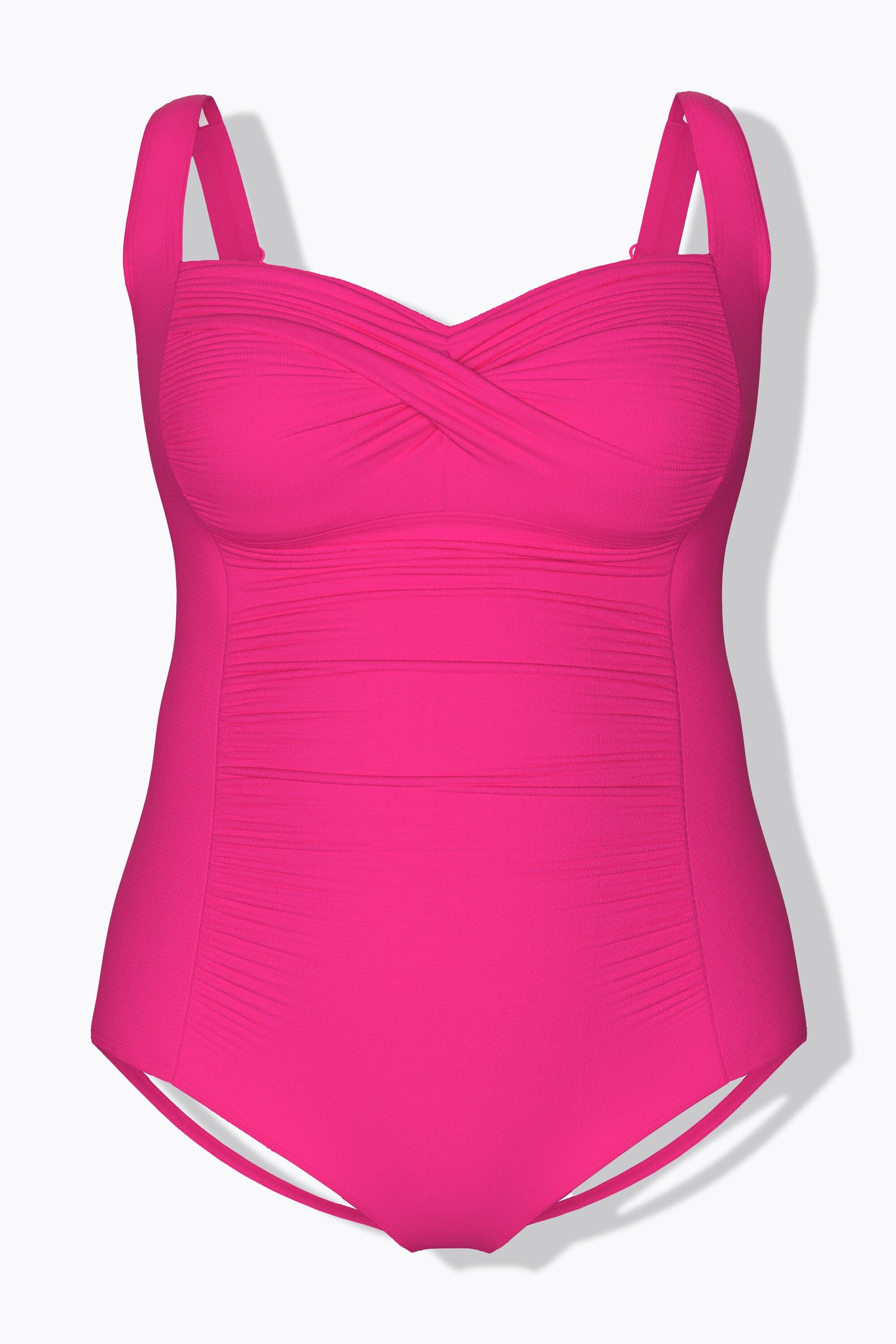 Ulla Popken Badeanzug, Drapierung, feine Struktur, Softcups