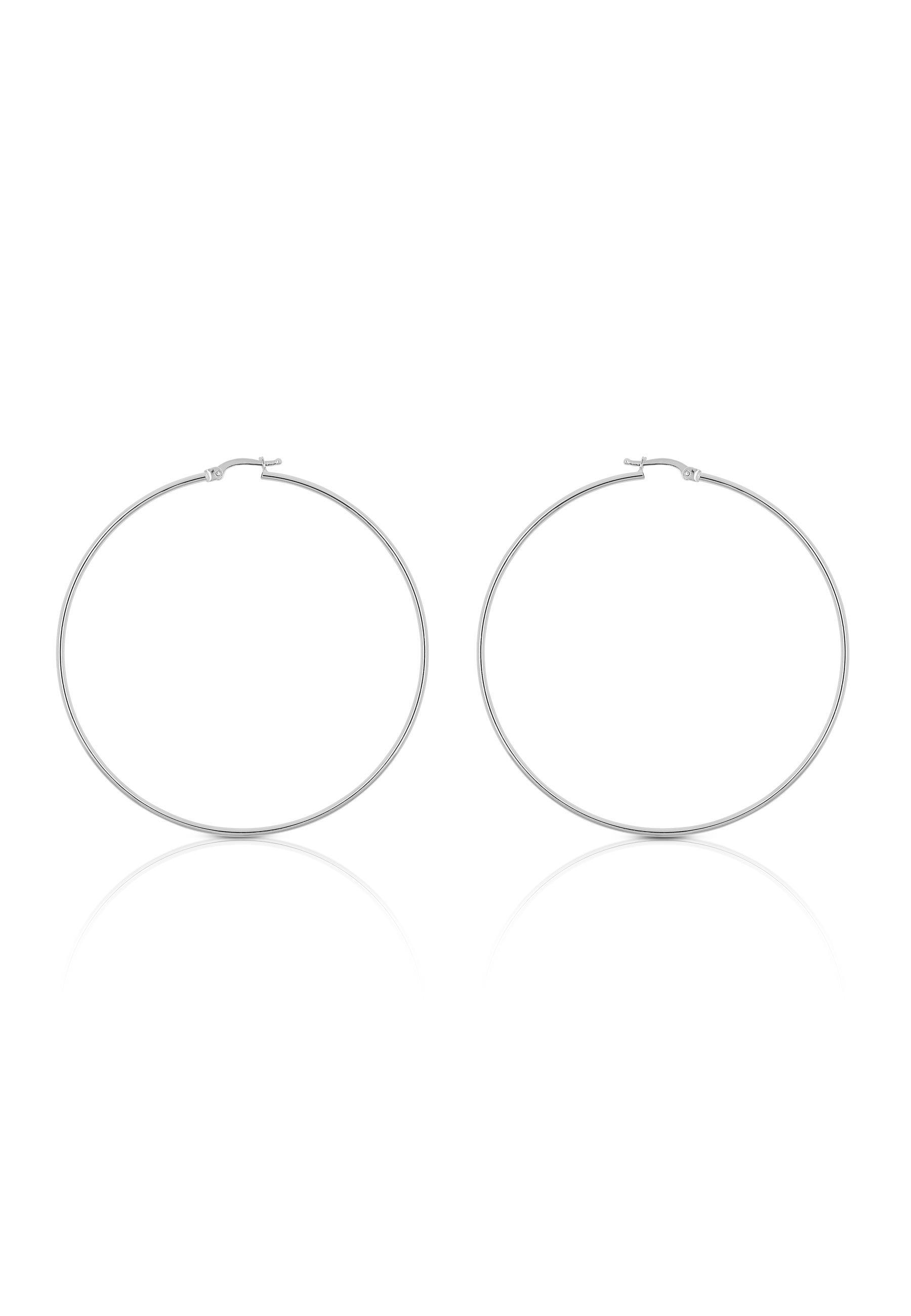 MUAU Schmuck Creolen Weissgold 750 Runddraht 60mm