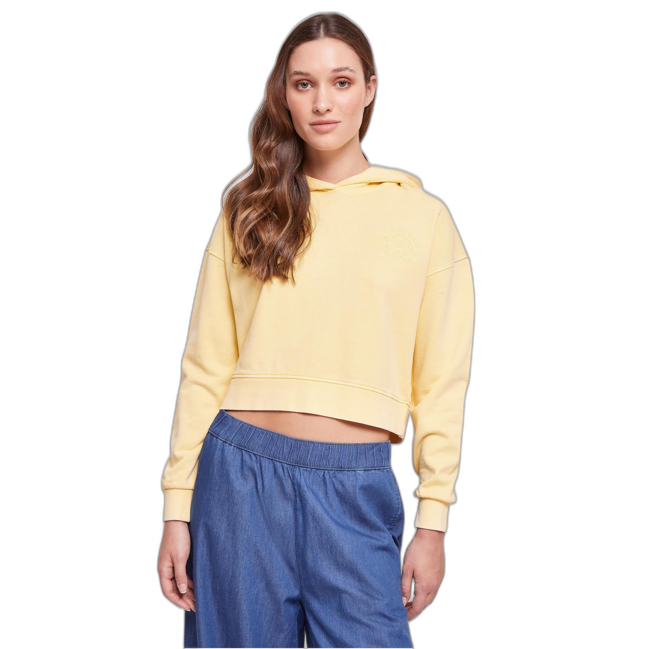 URBAN CLASSICS kapuzenpuover court aus frottee mit bumenstickerei urban cassics