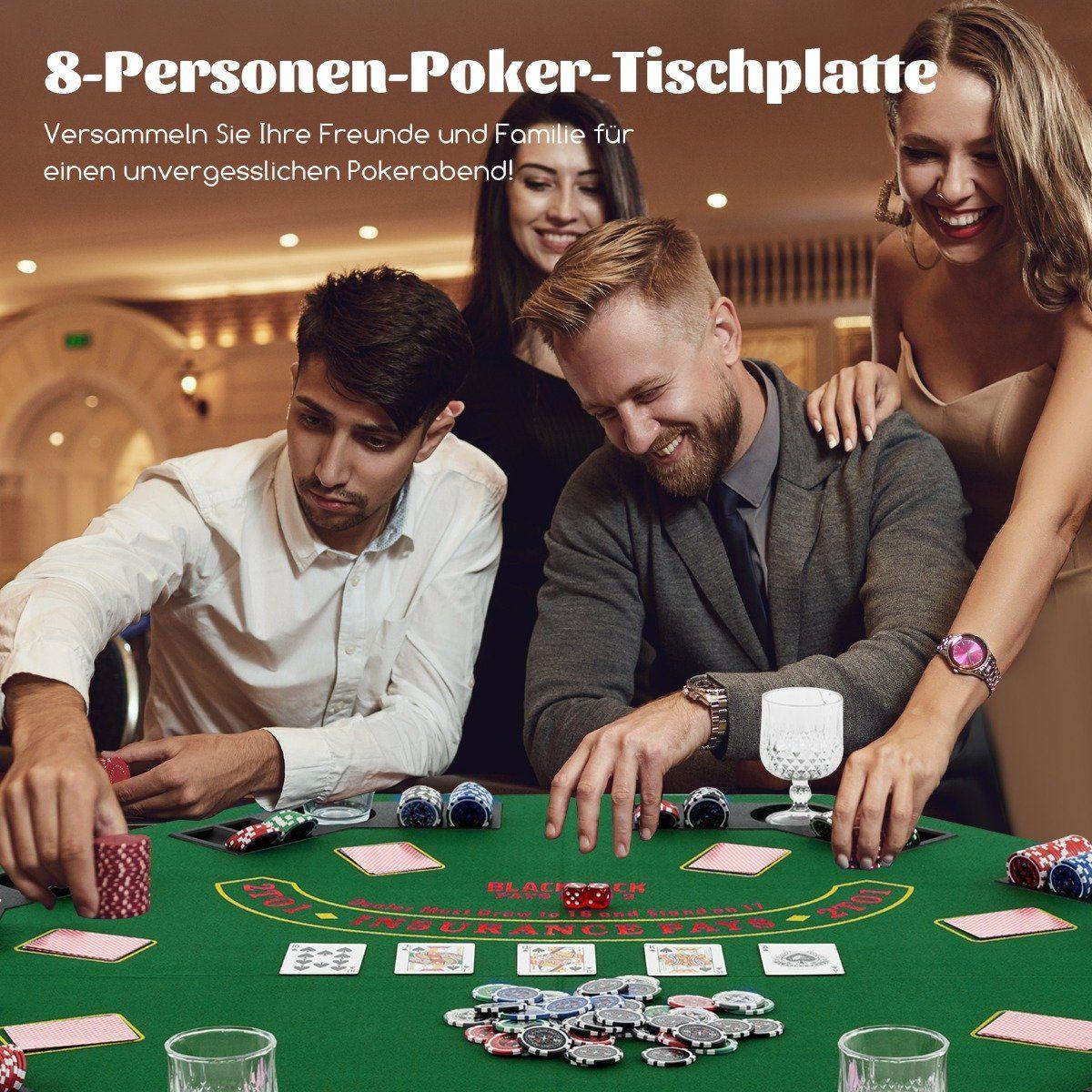 Northio Pokermatte Texas Holdem Pokertisch-Auflage faltbar für 8 Spieler mit Getränkehaltern Grün