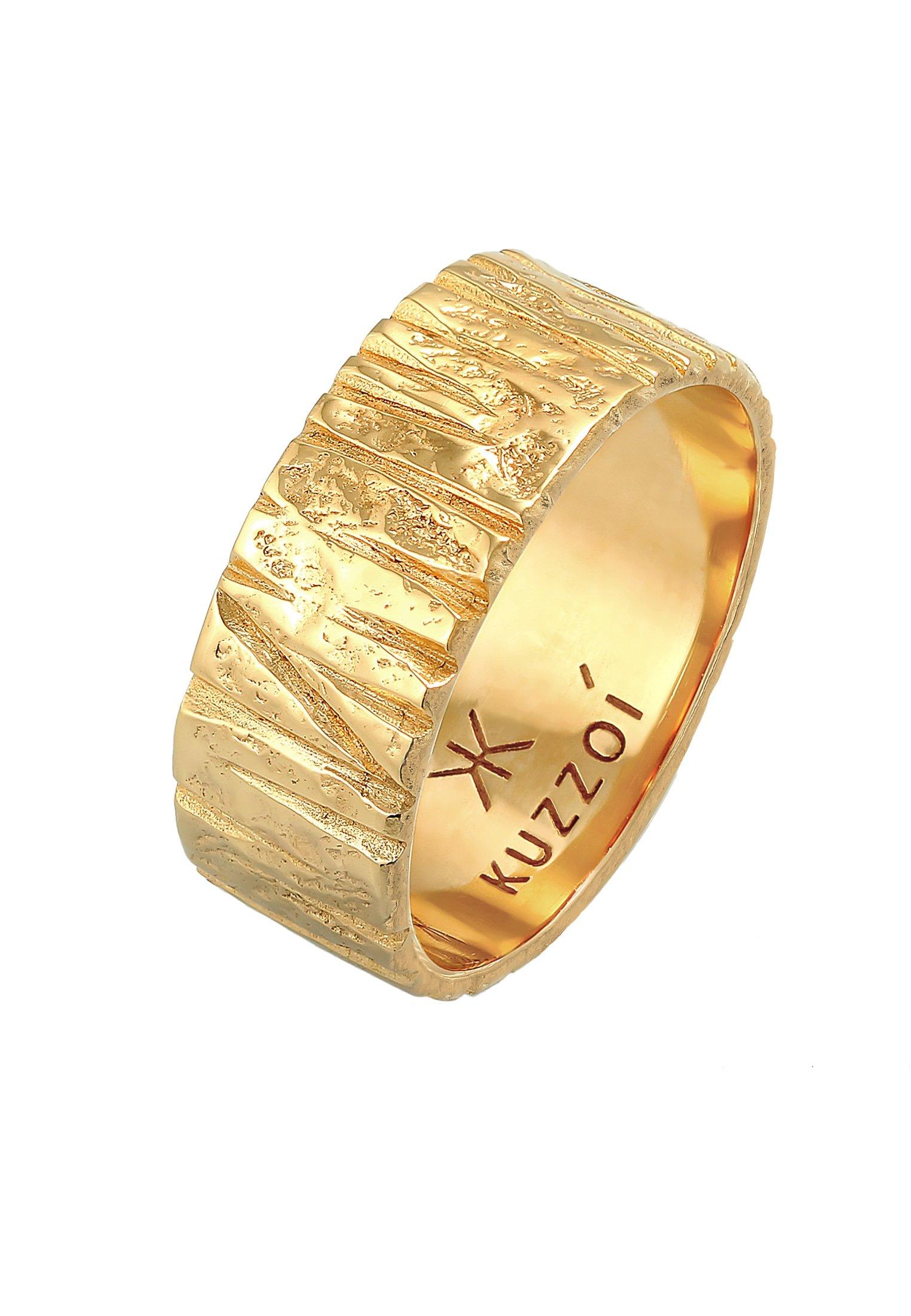 Kuzzoi Ring Bandring Breit Struktur Gehämmert 925 Silber