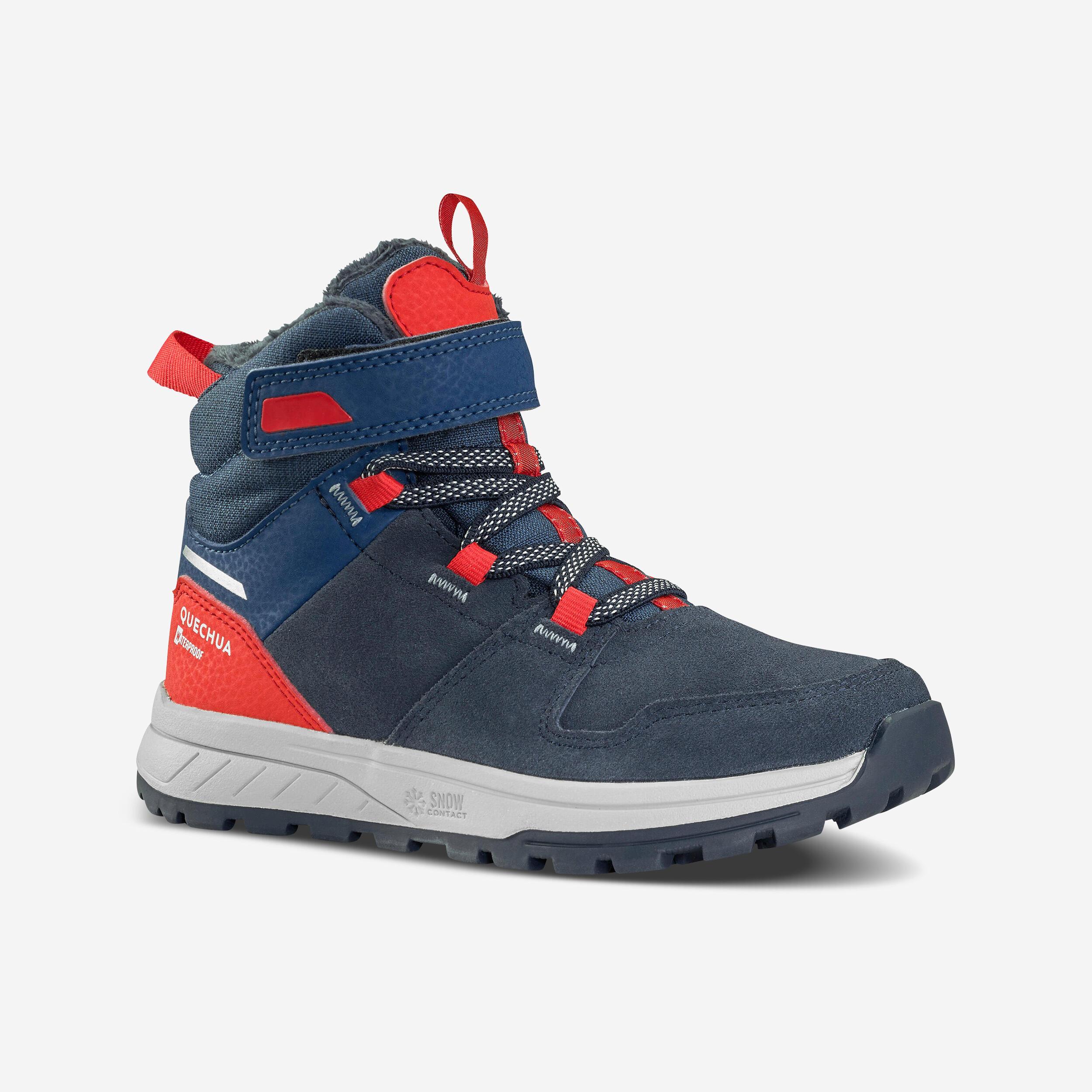 QUECHUA Winterschuhe Kinder Leder Klett warm wasserdicht - SH500