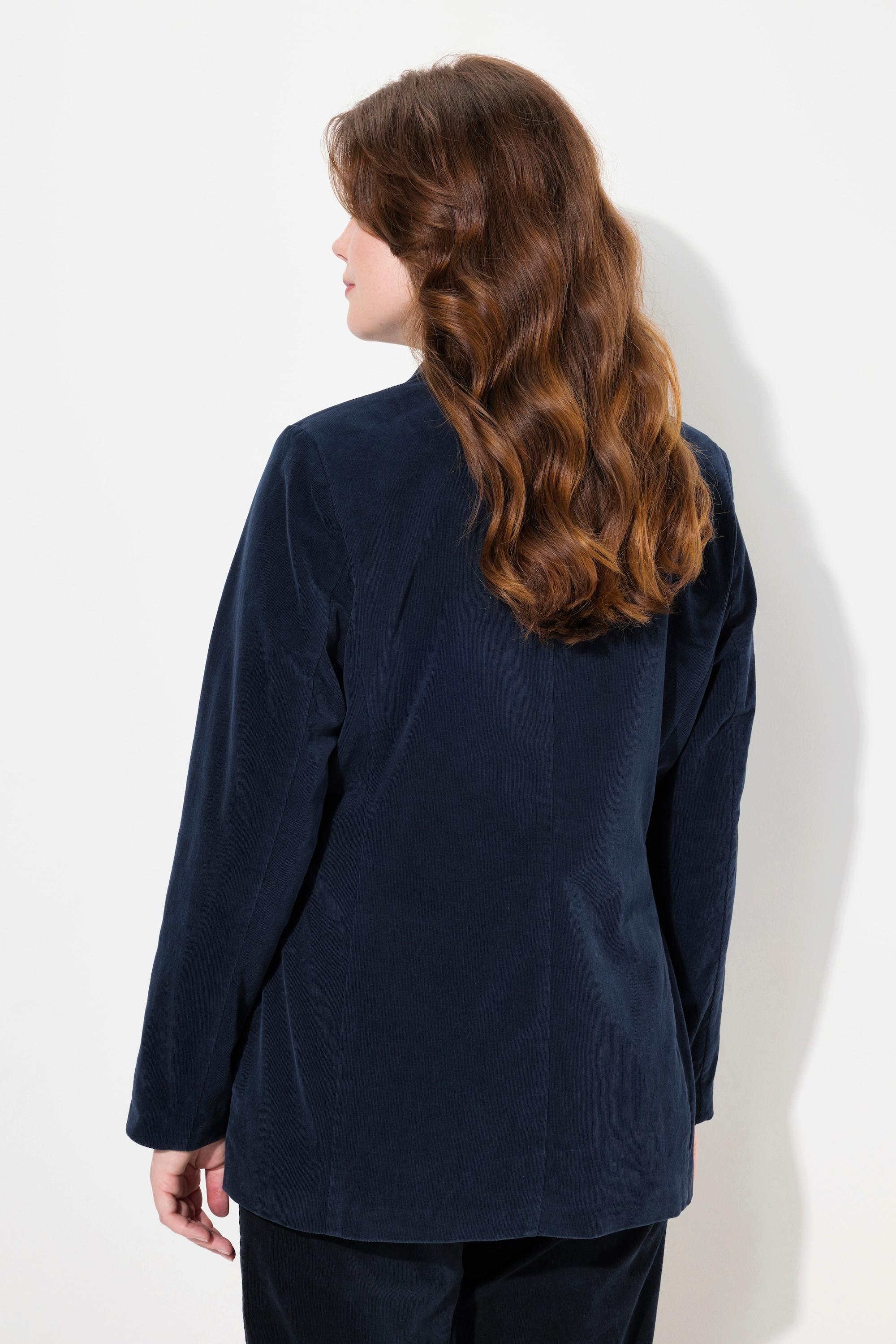 Ulla Popken Cord-Blazer, Reverskragen, Knopfverschluss, tailliert