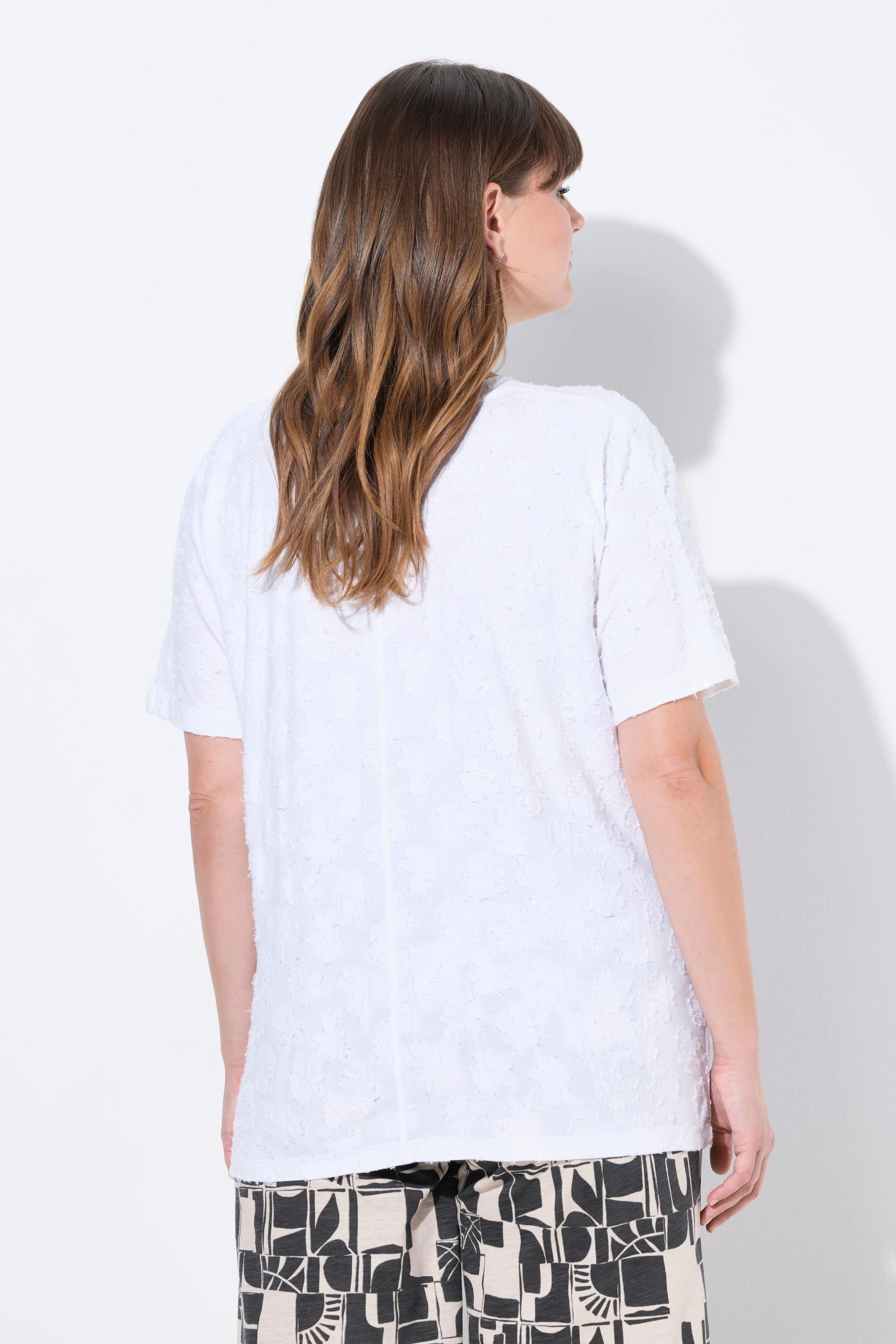 Ulla Popken T-Shirt 3D Struktur Rundhals Halbarm