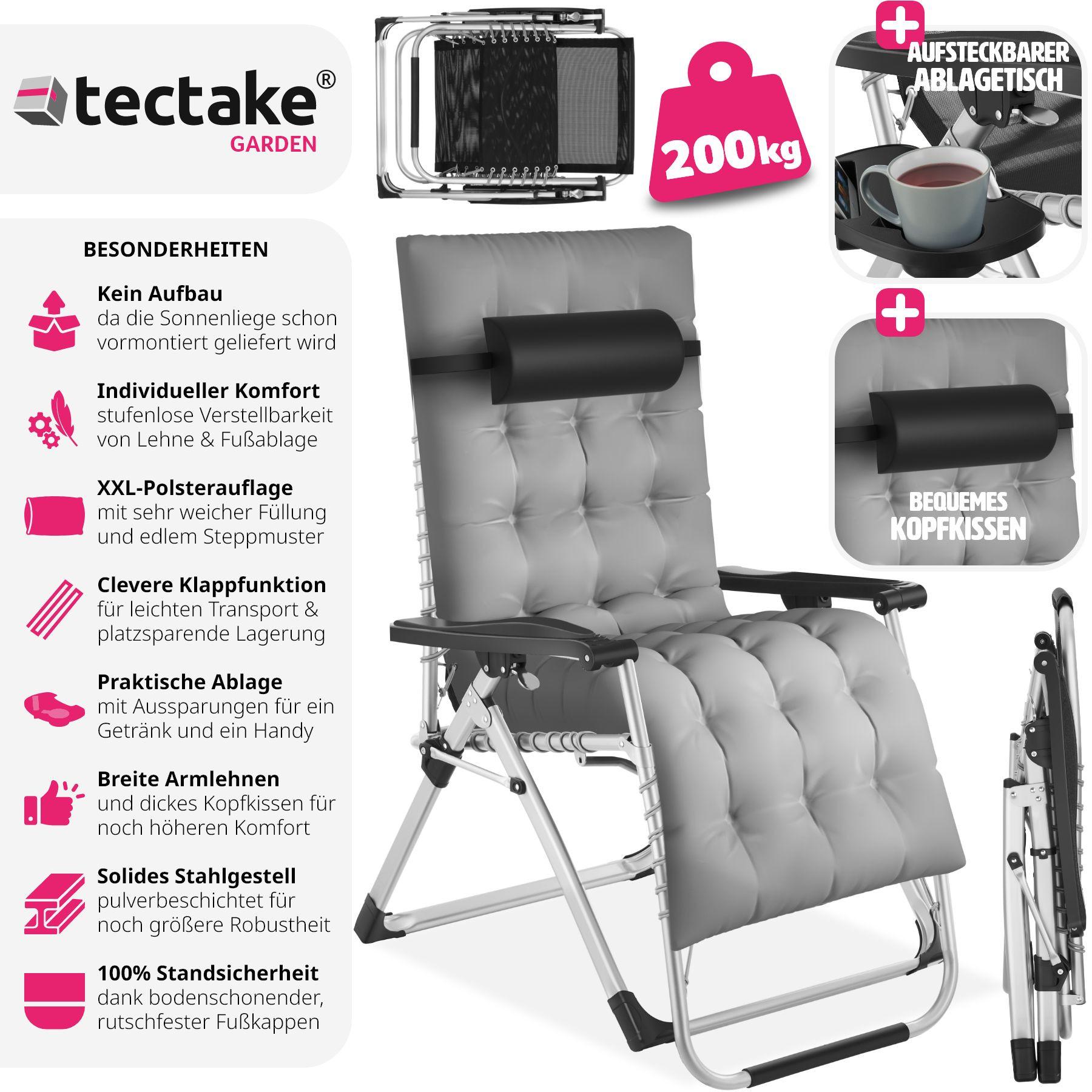 Tectake Sonnenliege Cloud klappbar, stufenlos verstellbar