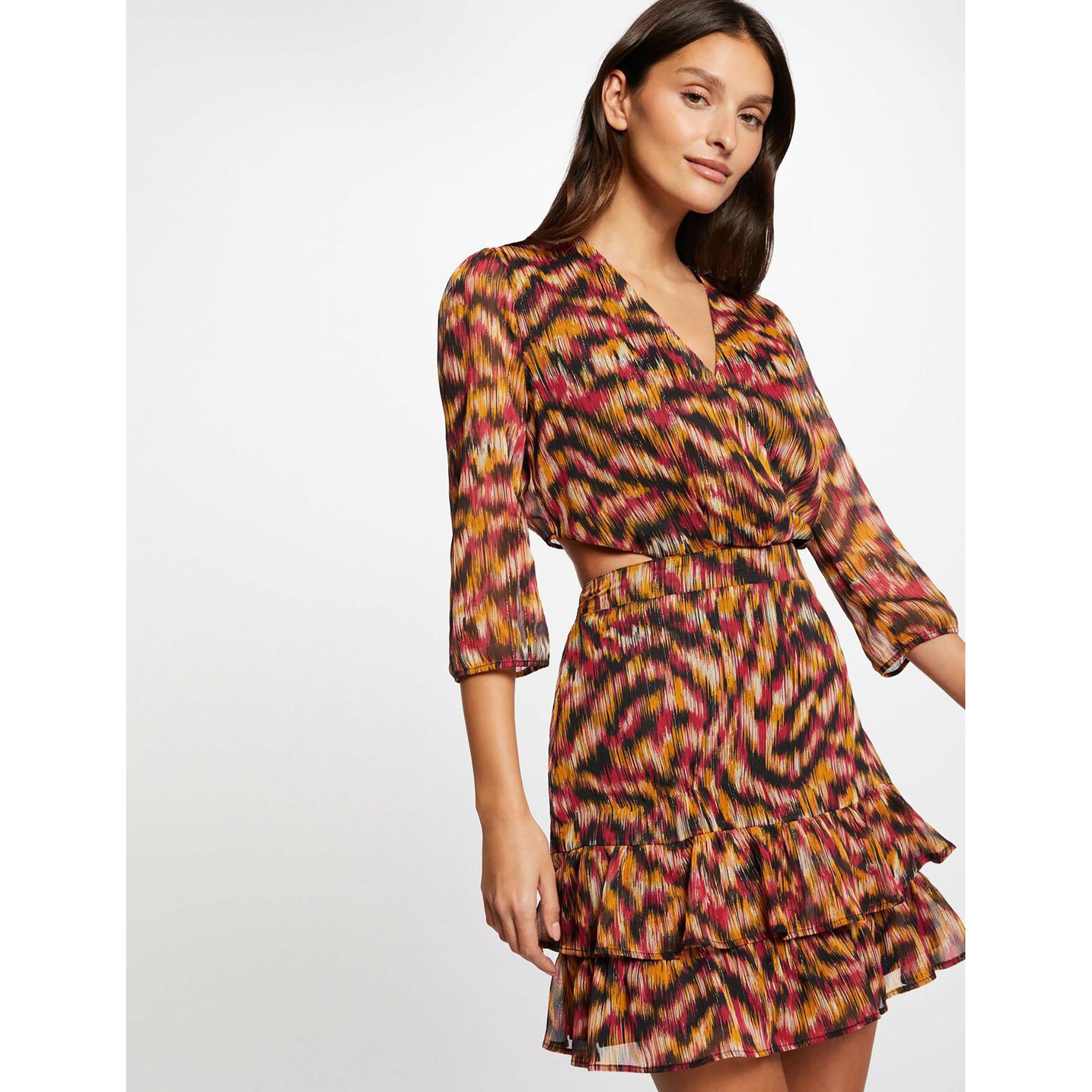 MORGAN Gemustertes Mini-Kleid mit V-Ausschnitt