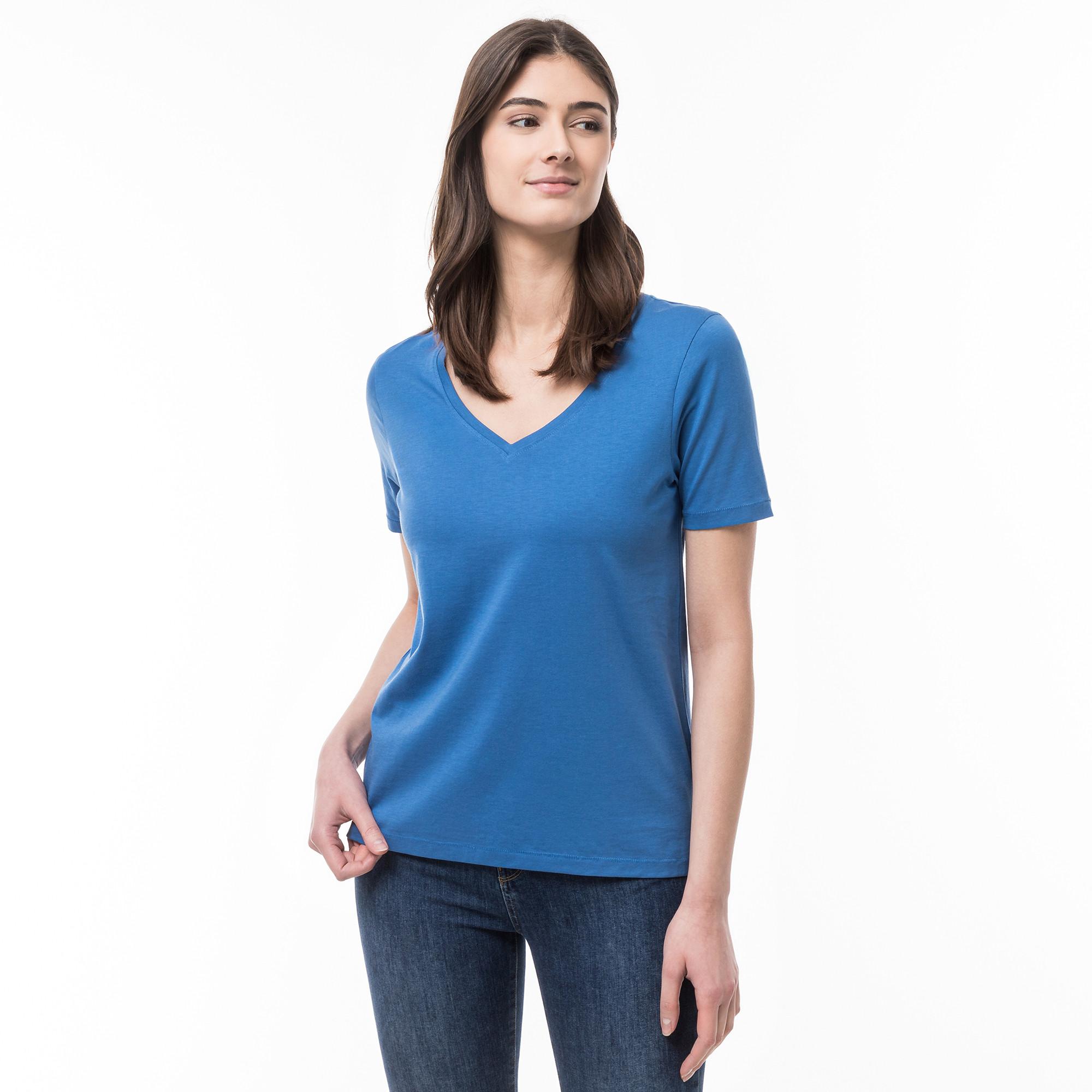 Manor Woman Pima Kurzarm V-Ausschnitt T-Shirt