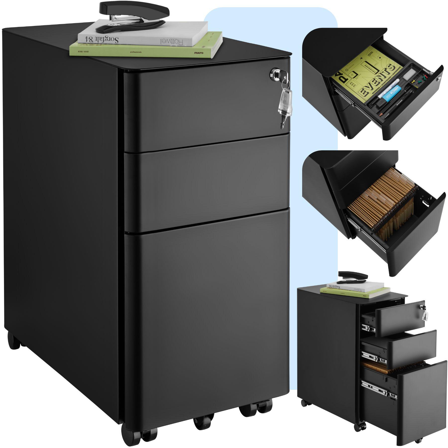 Tectake Aktenrollschrank Parvus, 2 Schubladen, 1 Hängeregister