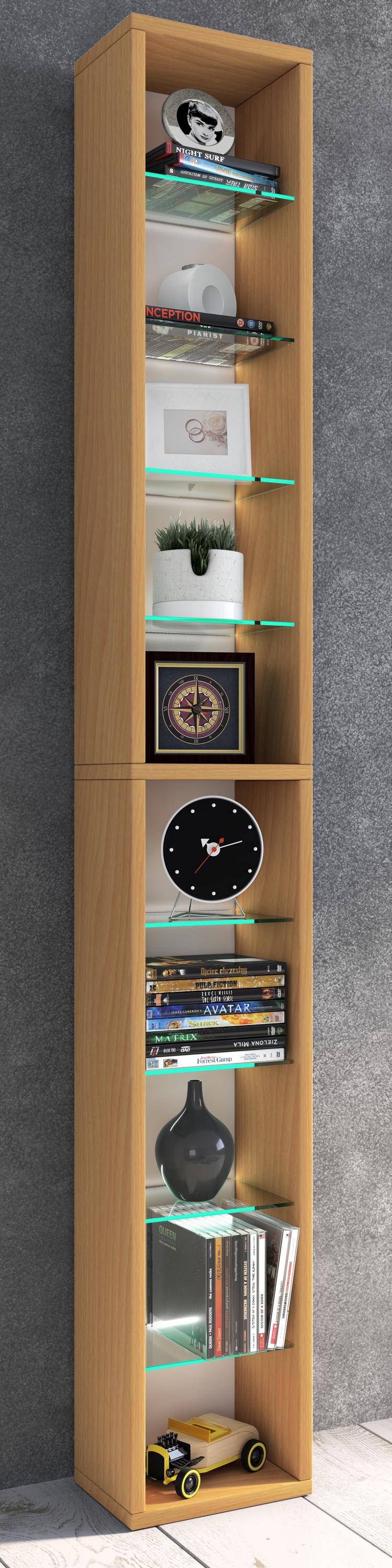 VCM Holz CD DVD Regal | Bücherregal | Aufbewahrung | Maße H. 155 x B. 21 x T. 14 cm | Standregal - Rasato XL