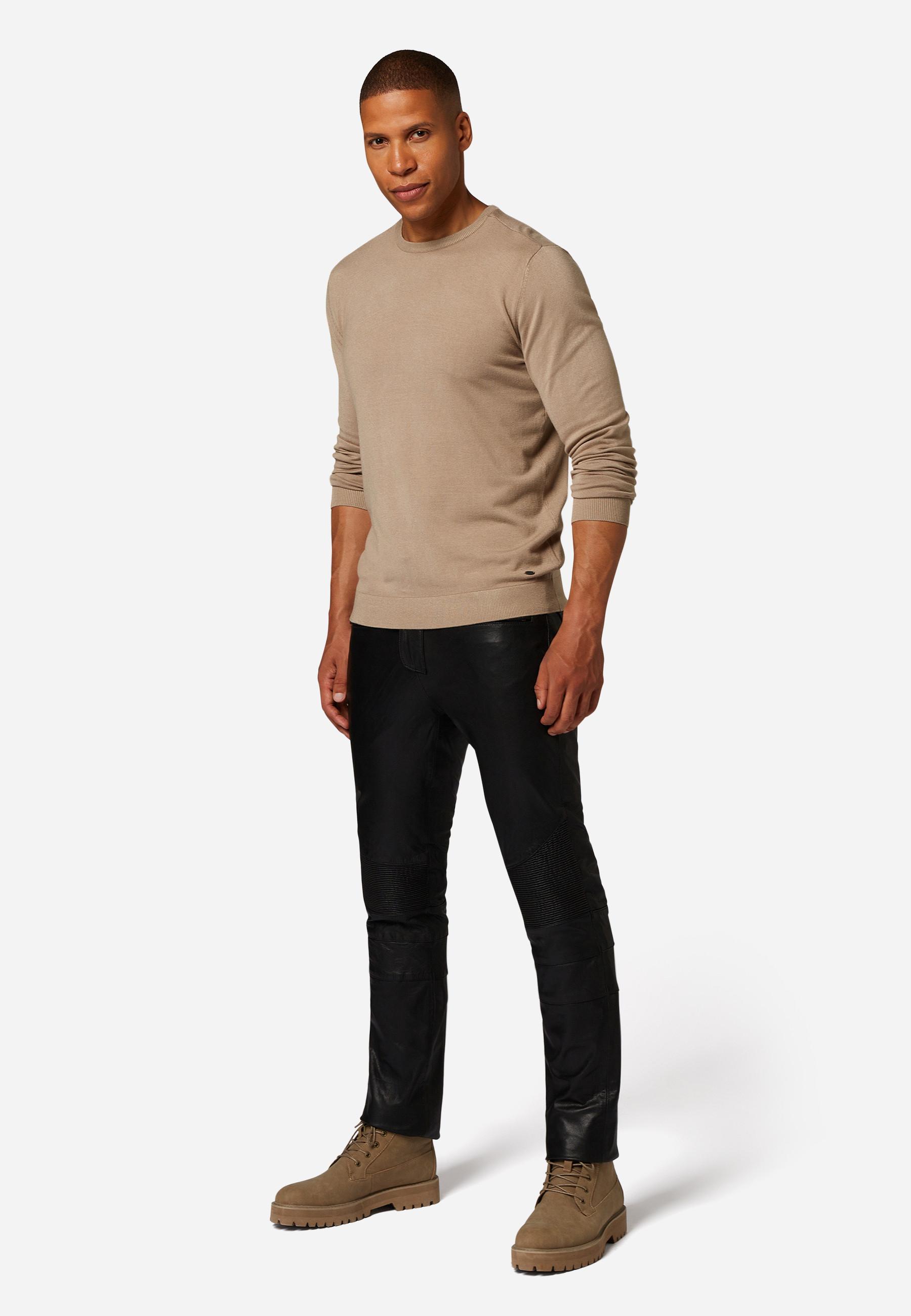 RICANO Franklin Lederhose im 5-Pocket-Stil mit Bikerapplikationen