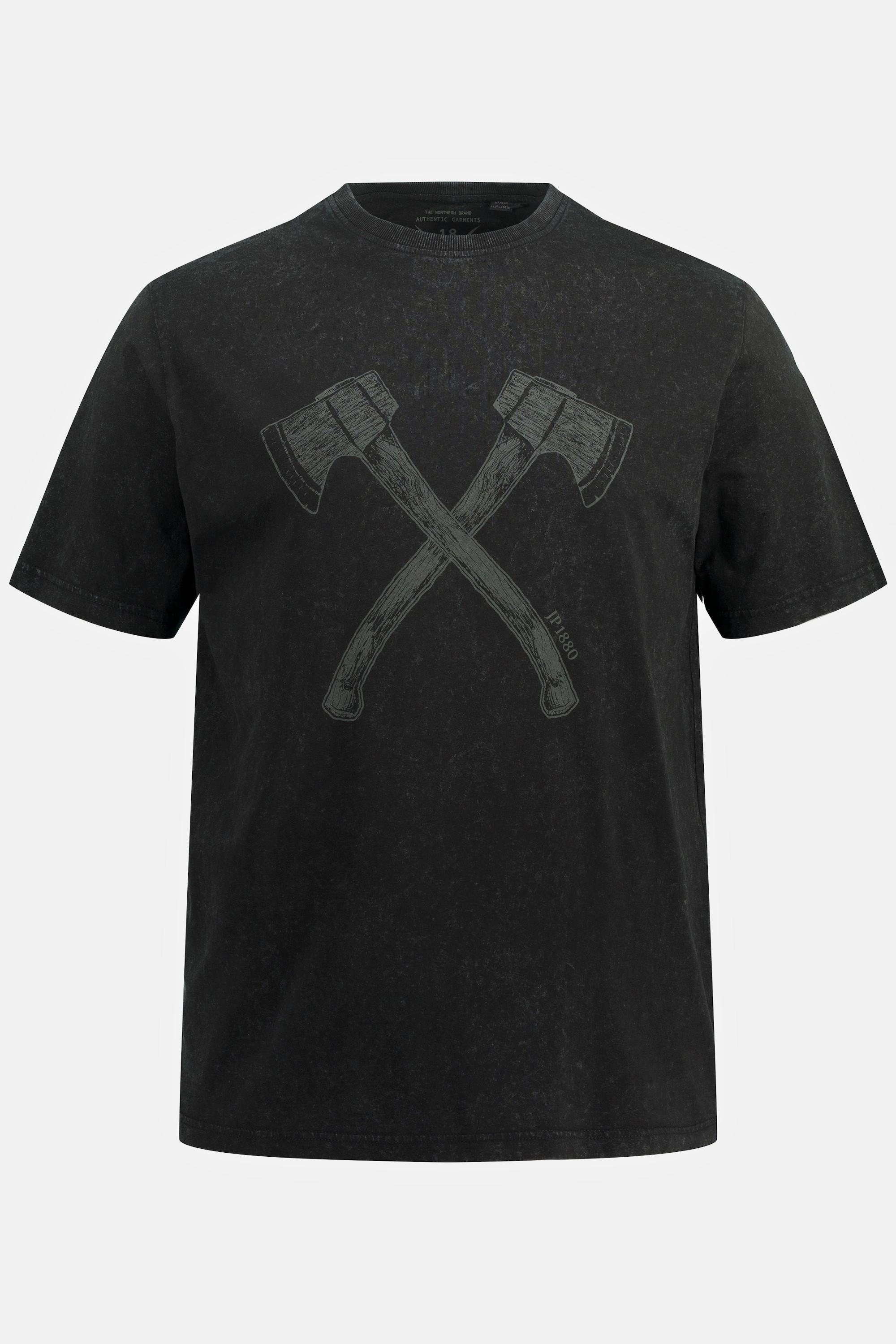 JP1880 Tracht Halbarm Doppelaxt Print Vintage Look T-Shirt Rundhals