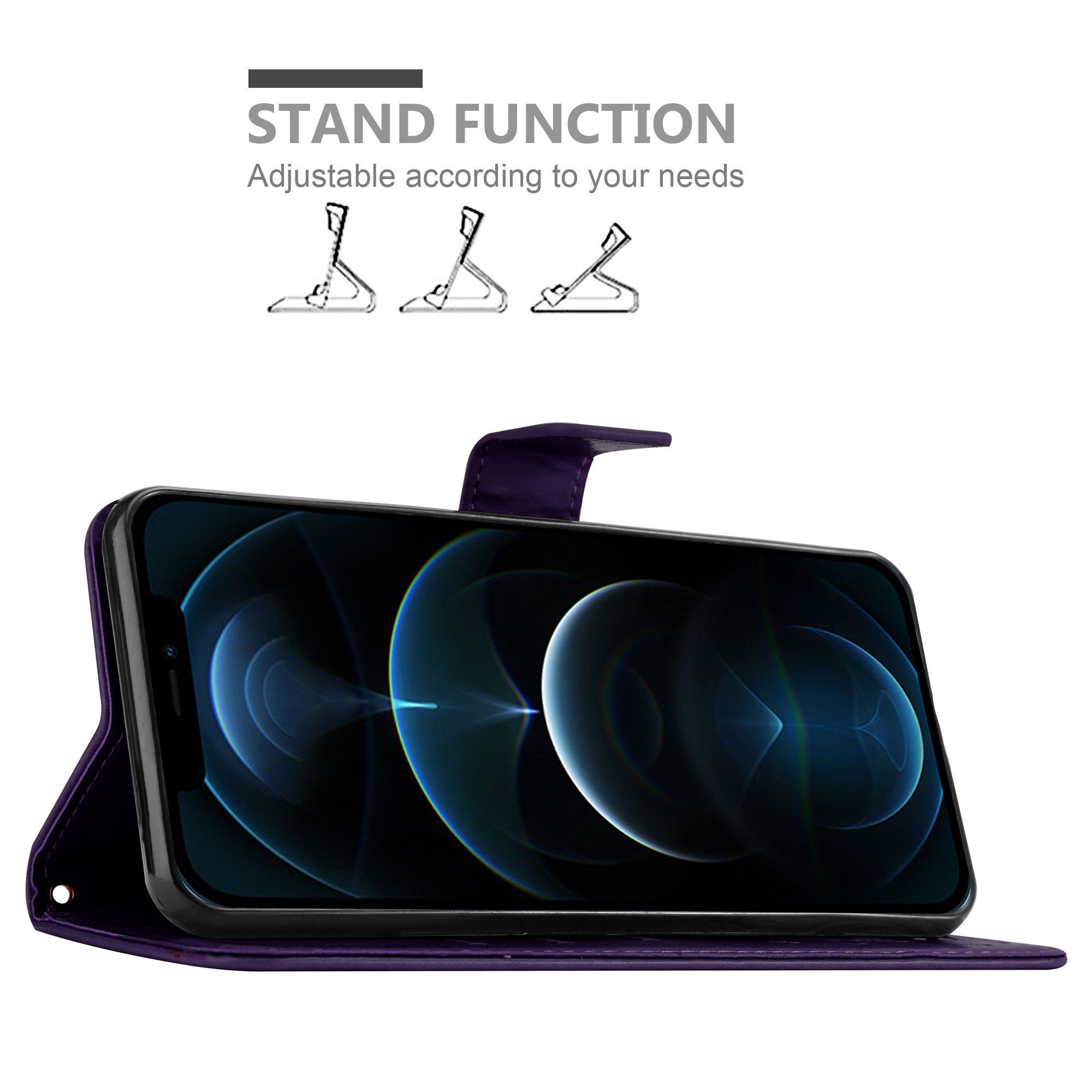 Cadorabo Hülle für Apple iPhone 12 12 PRO Blumen Design Magnetverschluss